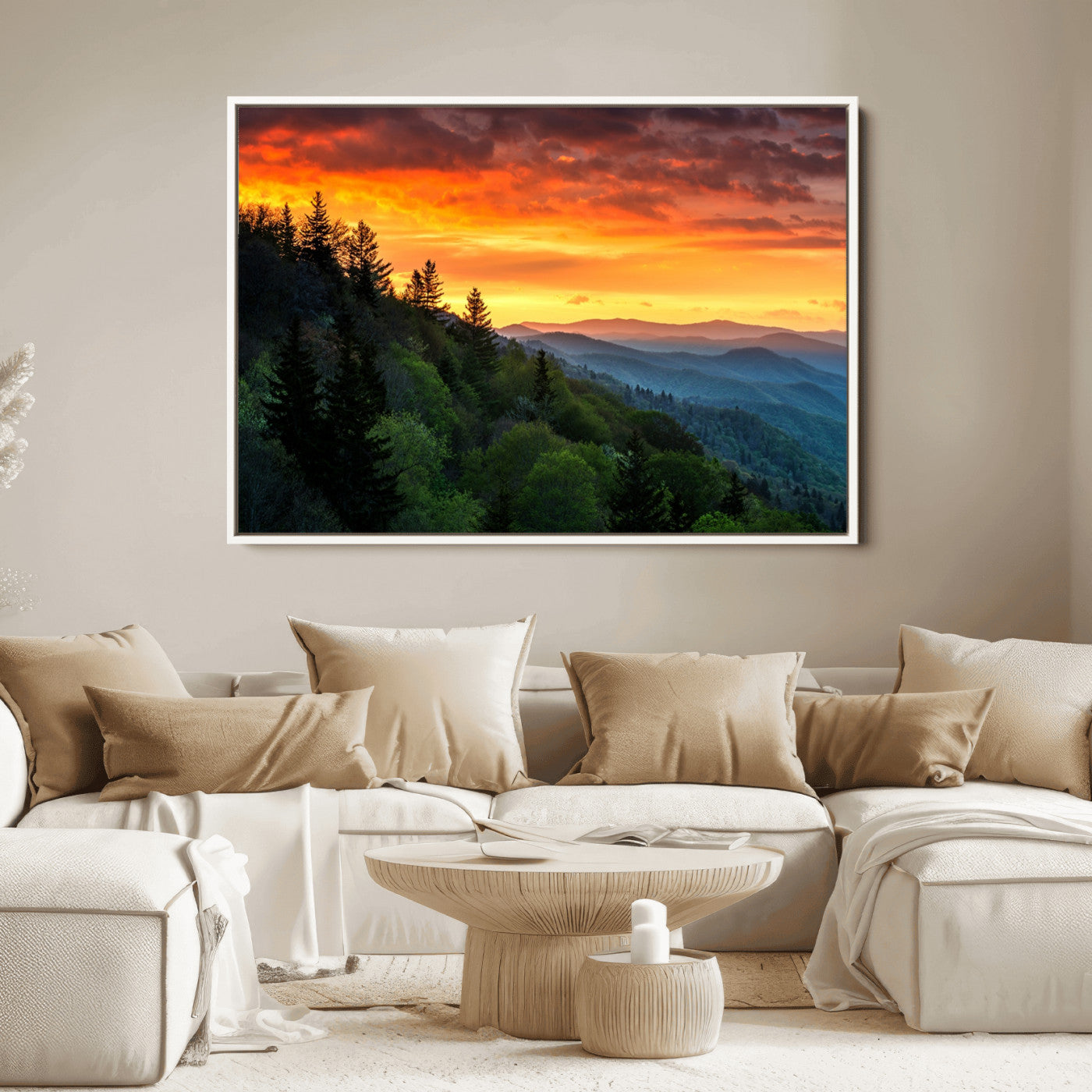 28501-MGV-FC-36X24_White-Forest Landscape Wall Art Sunset Canvas, Forest Sunset Canvas Print