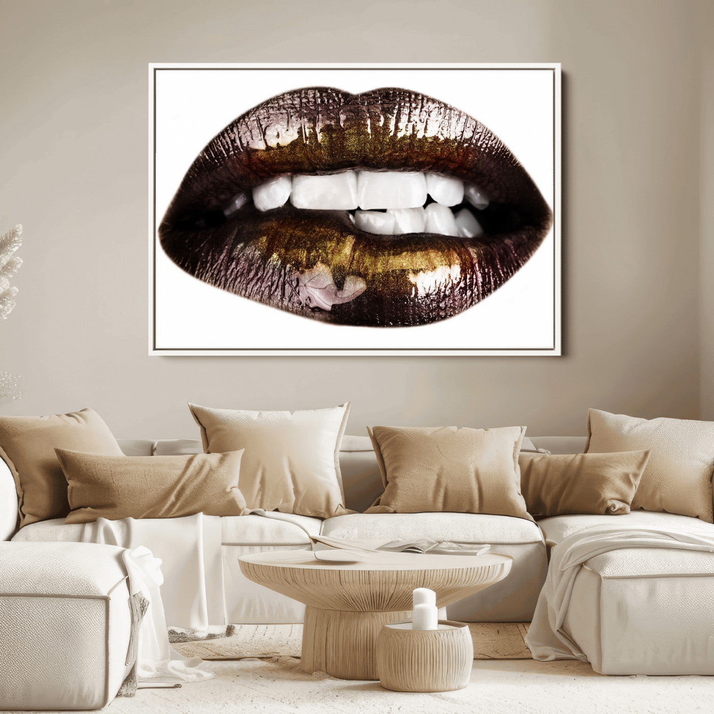 67580-MGV-FC-36X24_White-Close Up Lips Wall Art Canvas Print