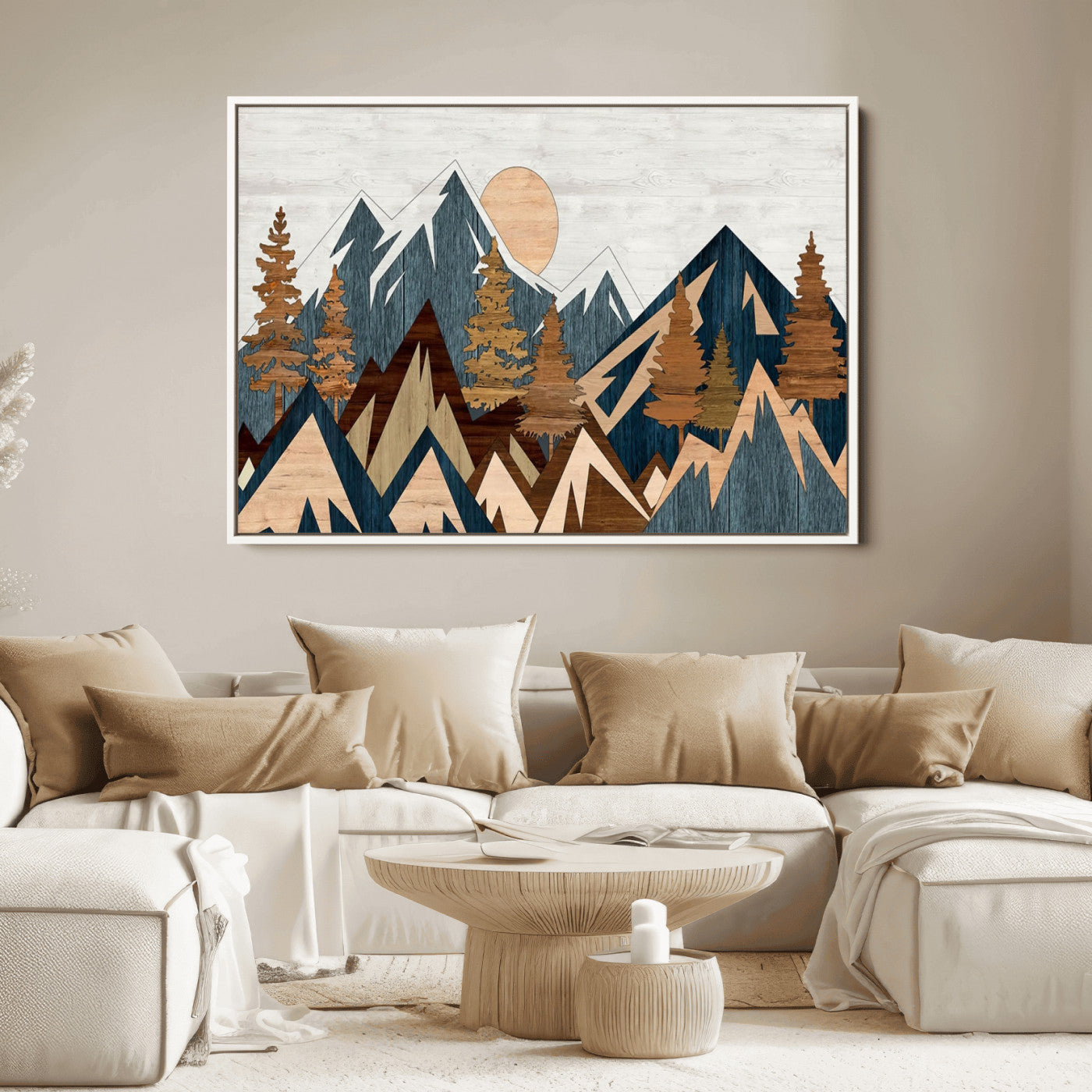 91467-MGV-FC-36X24_White-Abstract Wood Panel Effect Mountain Range Top Wall Art Canvas Print