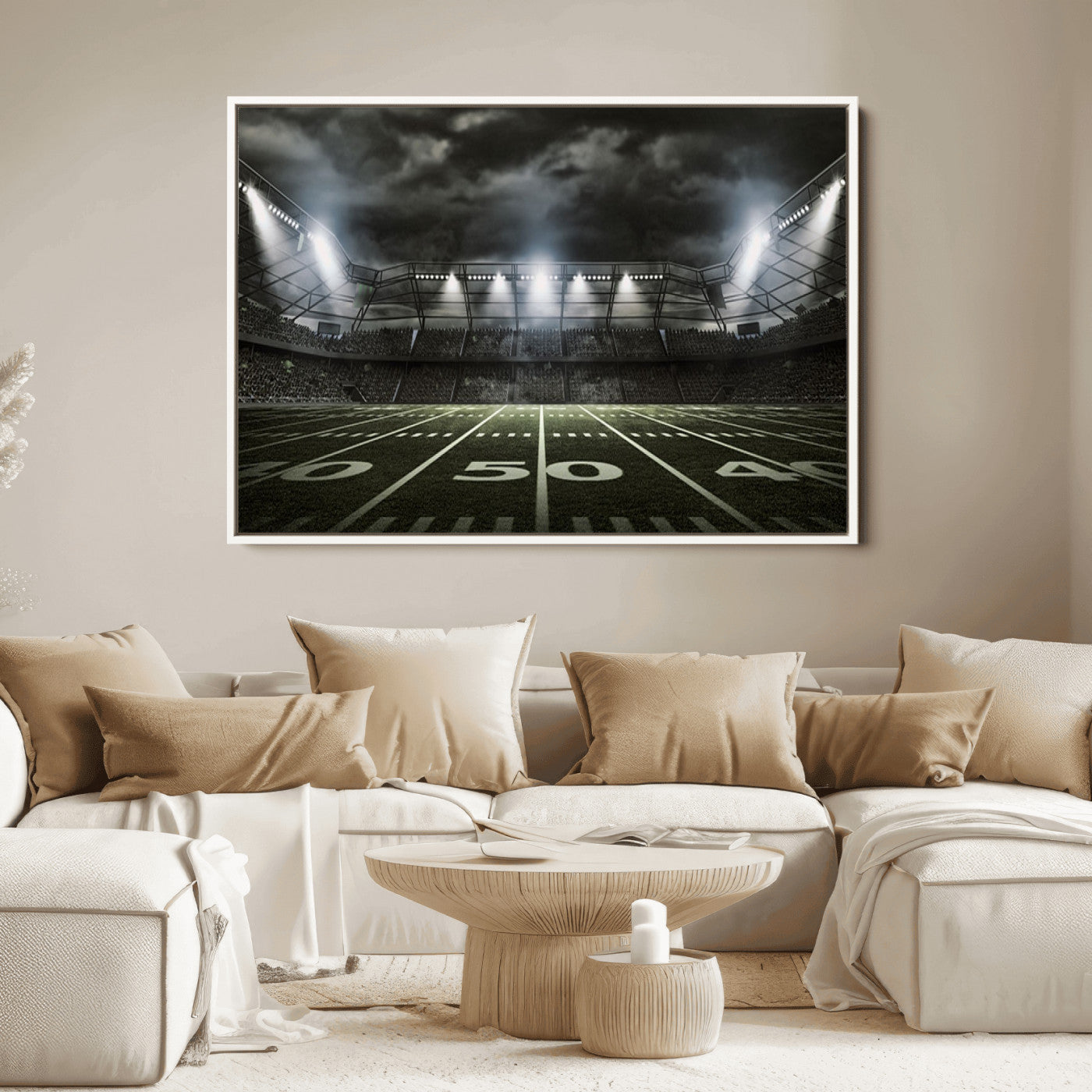 90107-MGV-FC-36X24_White-American Football Stadium Wall Art Canvas Print, Stadium Sport Wall Art Print