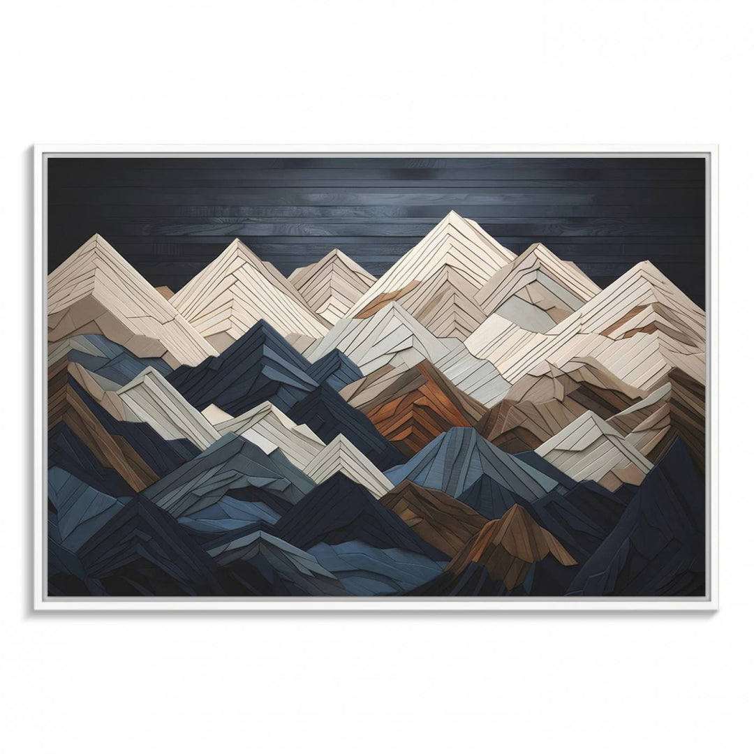 Wood Mountain Range Wall Art - Ready to Hang 3-Piece Set for Modern Rustic Decor, Abstract Wooden Design for Living Rooms Offices