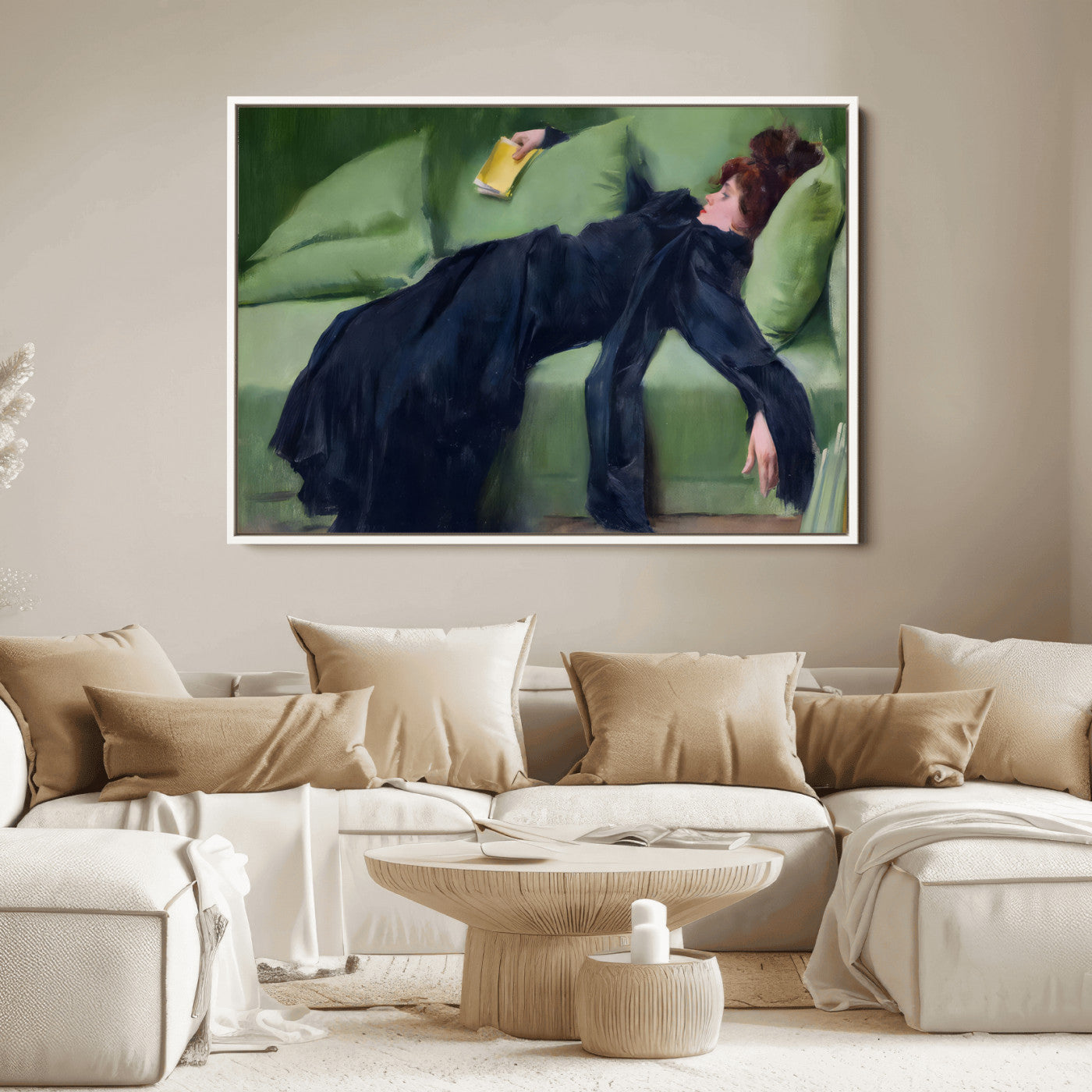 17725-MGV-FC-30X20_White-Decadent Girl by Ramon Casas Wall Art Canvas Print, Framed Decadent Girl Canvas Print