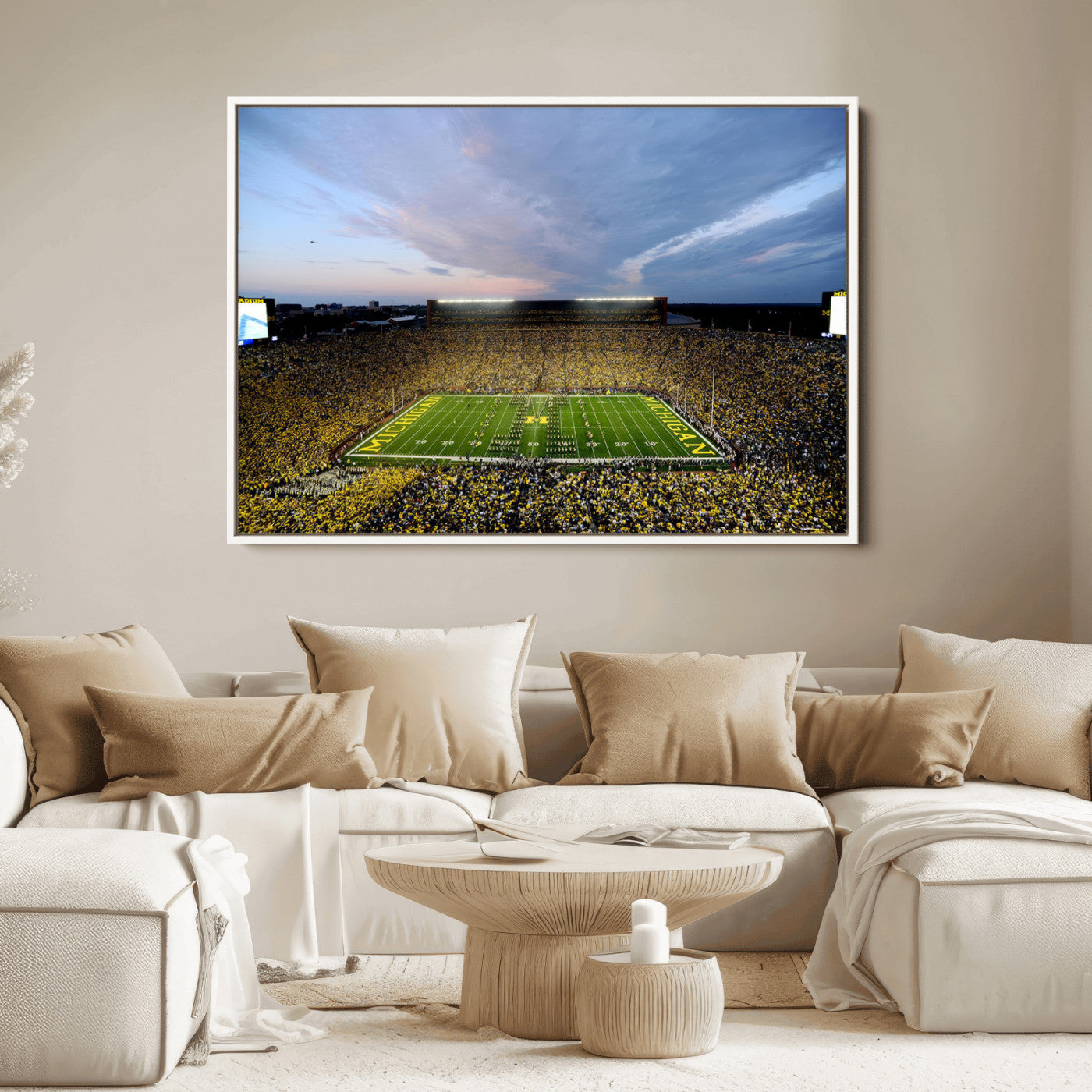 82641-MGV-FC-36X24-University of Michigan Wolverines Football Team Print - Ann Arbor Michigan Stadium Wall Art Canvas Print