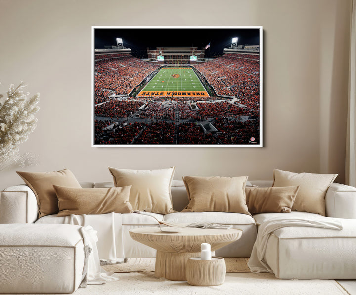 Oklahoma State Cowboys Football Team Print - Stillwater Boone Pickens Stadium Wall Art Canvas Print