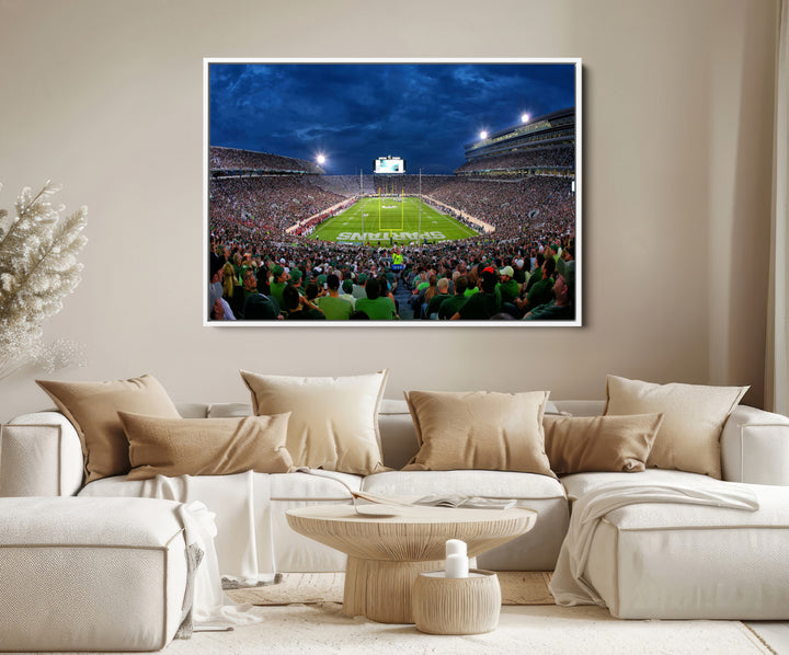 Michigan State Spartans Football Team Print - East Lansing Spartan Stadium Wall Art Canvas Print