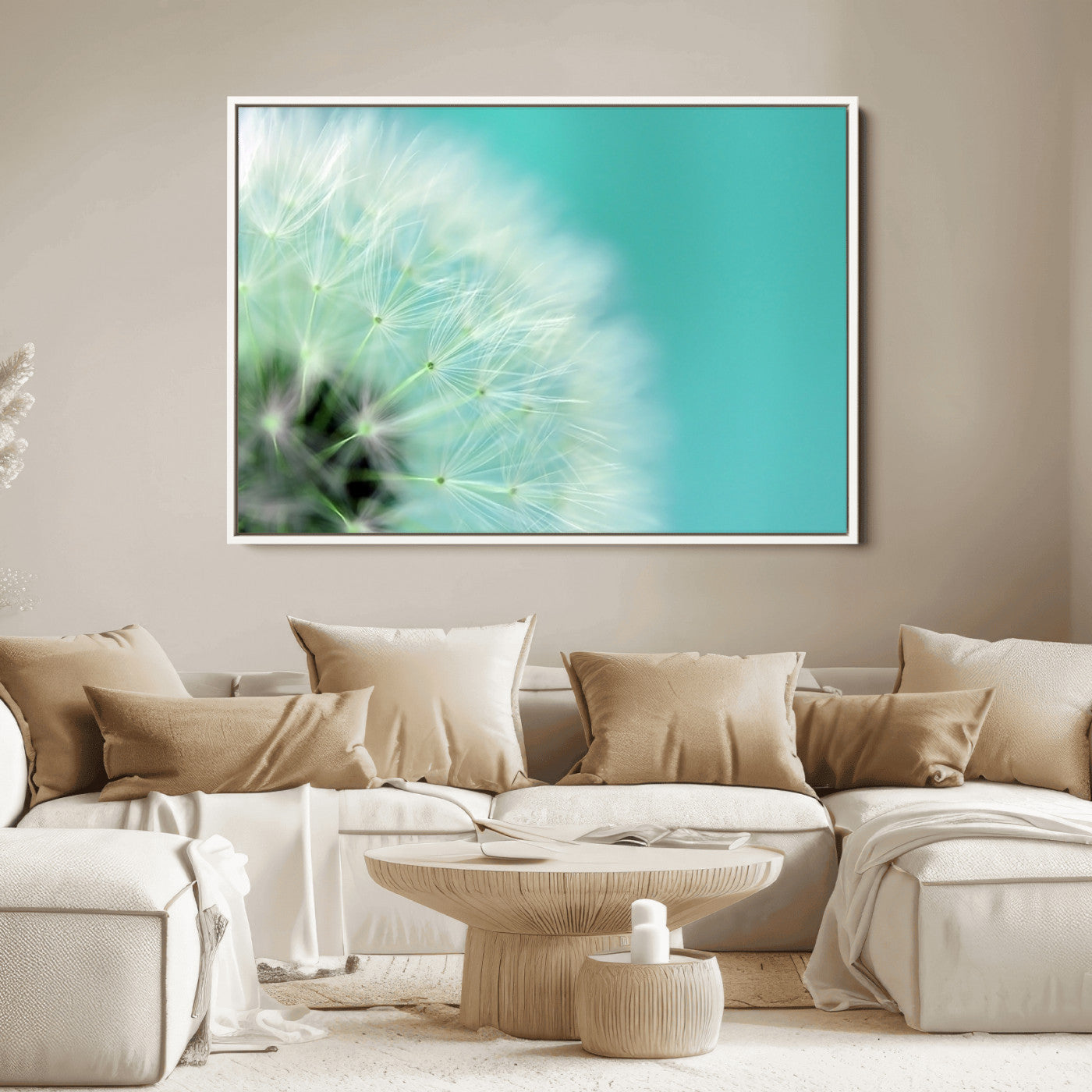 26056-MGV-FC-36X24_White-DANDELION Flower Wall Art Canvas Print, Canvas Dandelion Floral Wall Art