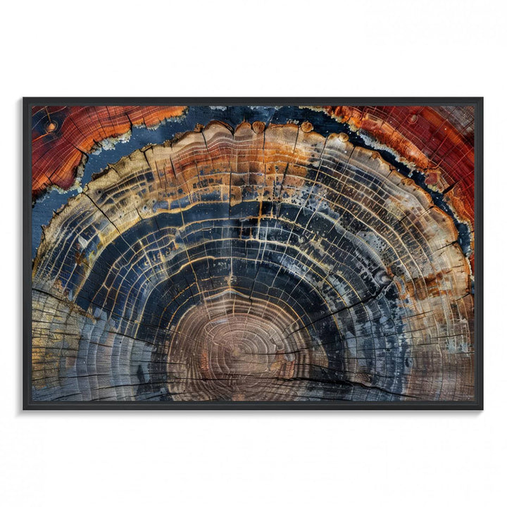 Abstract Tree Ring Wall Art, Colorful Framed Tree Ring Wall Decor, Minimalist Home Canvas Art, Modern Farmhouse Decor