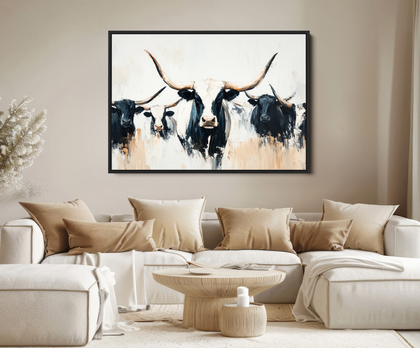 94780606-MGV-FC-36X24-Texas Longhorn Wall Art Canvas Print – Majestic Horned Bull Western Cattle Rustic Ranch Artwork for Home Office