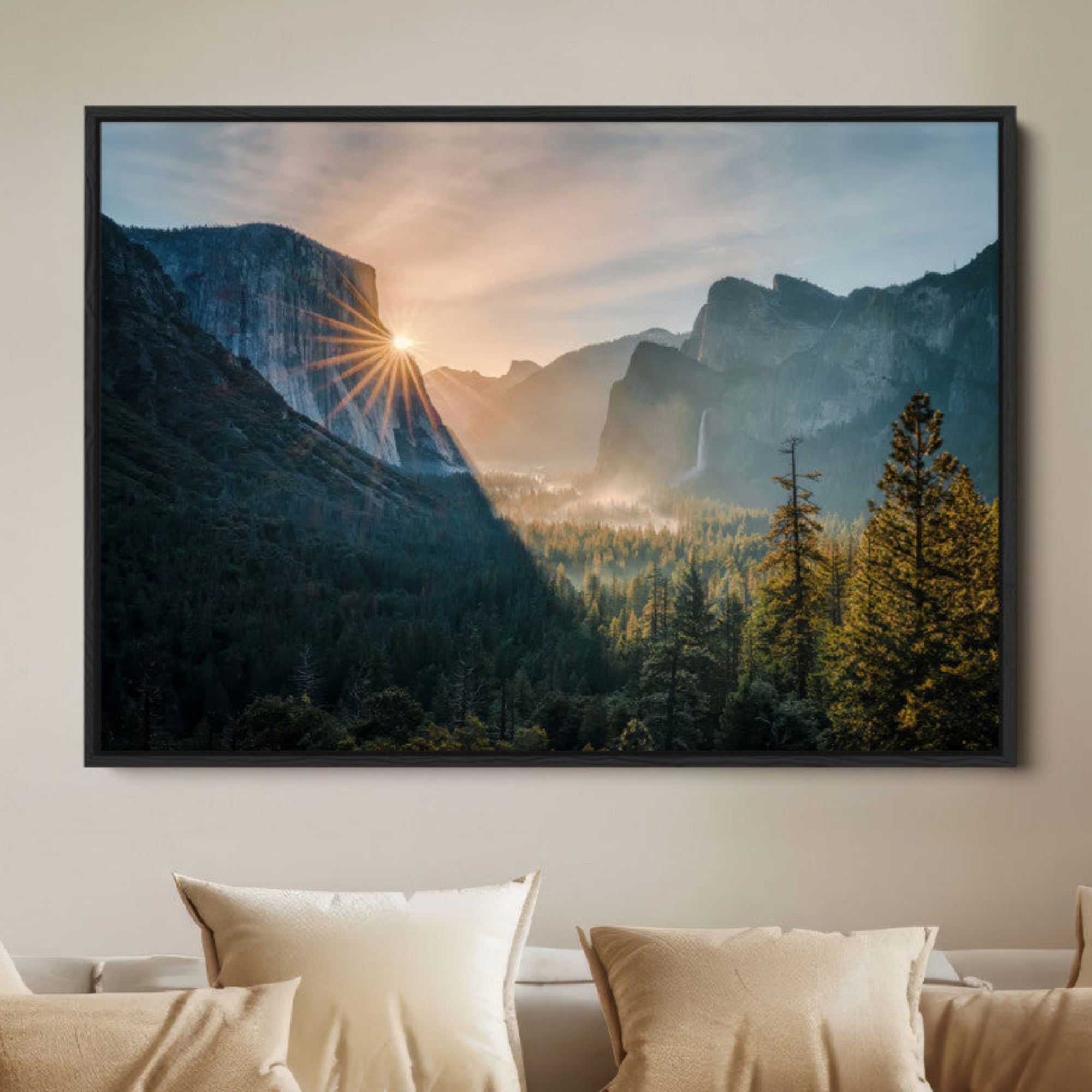 51605481-MGV-FC-36X24-Yosemite Valley Wall Art Canvas Print – Framed Mountain Landscape National Park Scenic Nature Artwork for Home Office