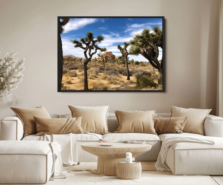 Joshua Tree Desert Wall Art Canvas Print, Framed Southwestern Nature Art Picture Print, Rustic Earth Tones Perfect Southwestern Boho Decor