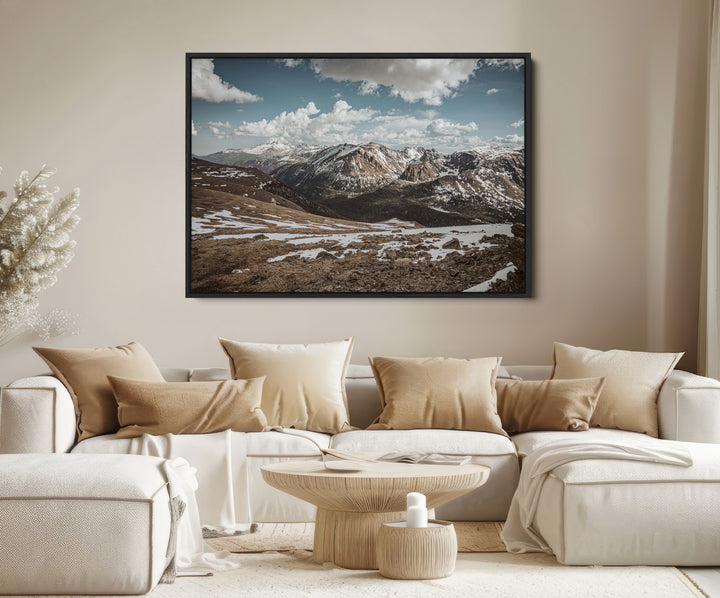 Mountain Landscape Wall Art Canvas Print, Framed Snowy Peaks Art Picture Print, Rugged Highlands Perfect Rustic Adventure Decor Artwork
