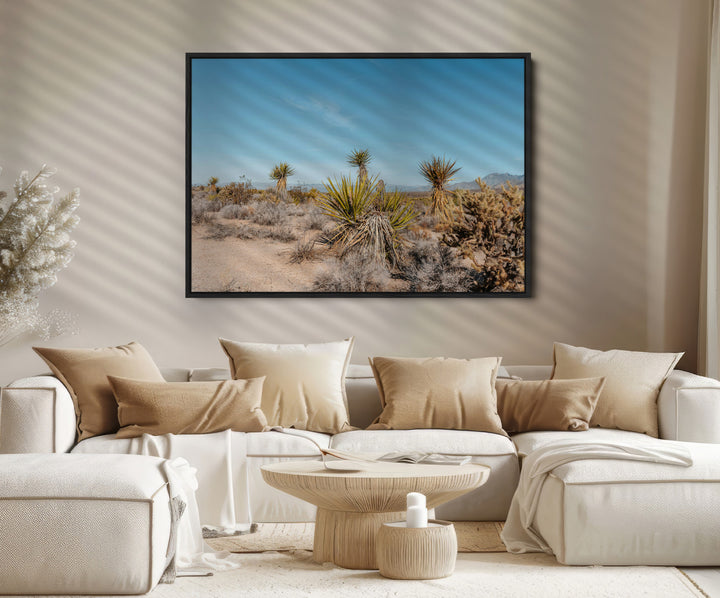 Joshua Tree Wall Art Canvas Print, Desert Landscape Print, Framed Warm Earth Tones Art Print, Large California Southwest Printing