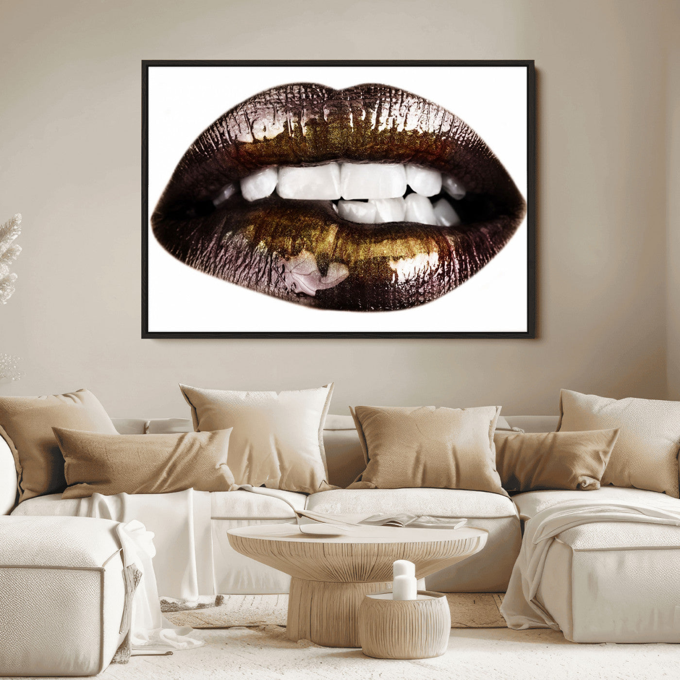 67580-MGV-FC-36X24_Black-Close Up Lips Wall Art Canvas Print