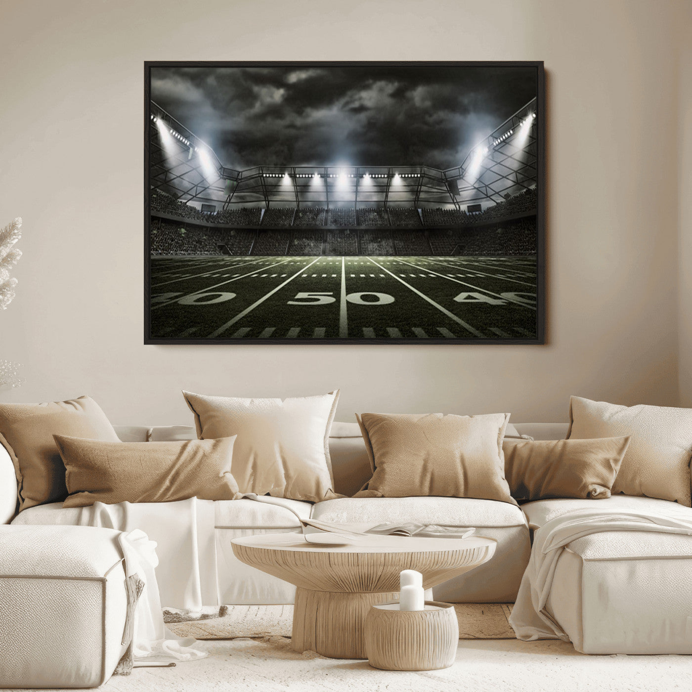 90107-MGV-FC-36X24_Black-American Football Stadium Wall Art Canvas Print, Stadium Sport Wall Art Print