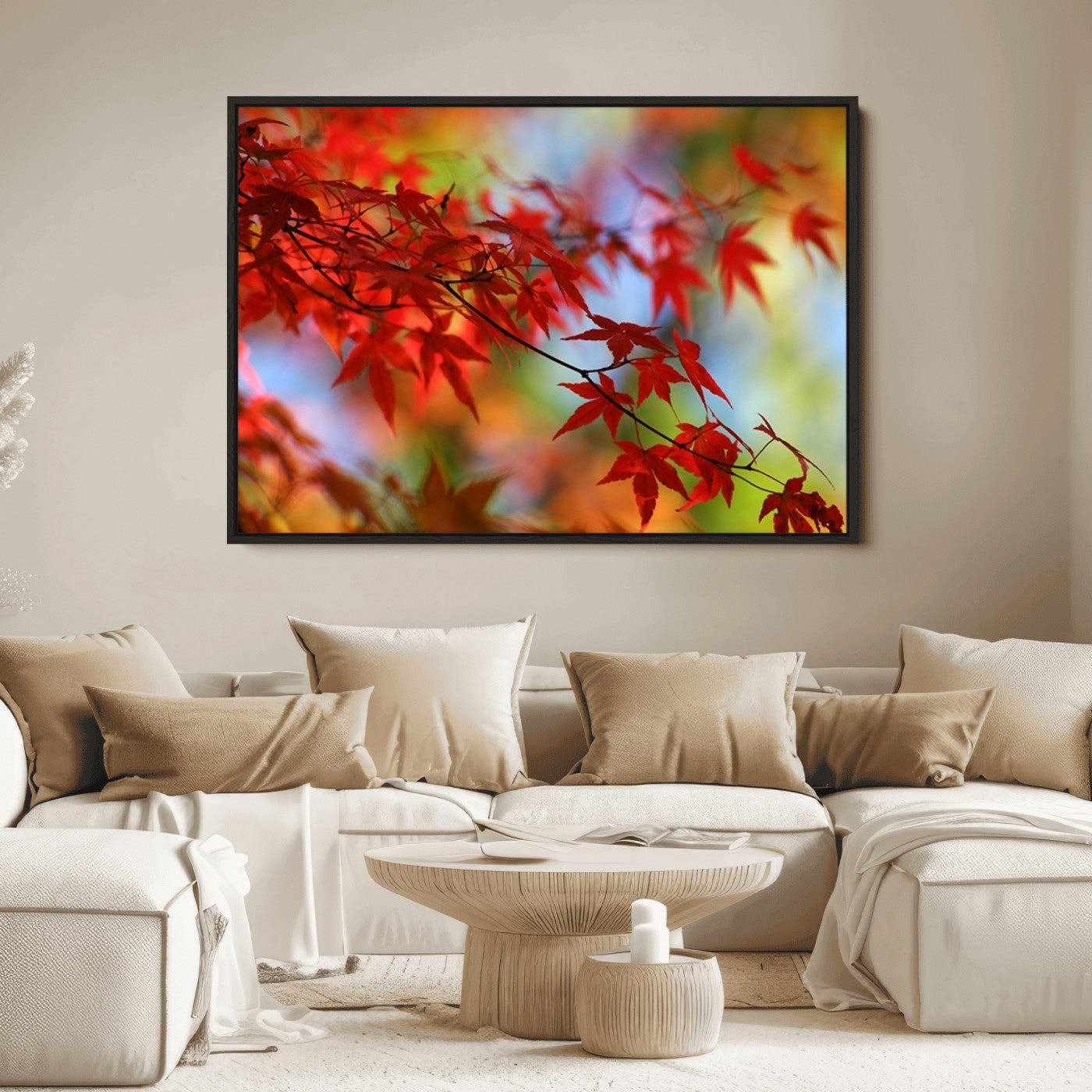 68946-MGV-FC-36X24_Black-Red Leaves Autumn Forest Wall Art Canvas, Red Leaves Autumn Forest Canvas Print