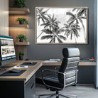 Edit-Images-Black and White Palm Tree Wall Art – Monochrome Tropical Canvas Print for Coastal or Minimalist Living Room Decor