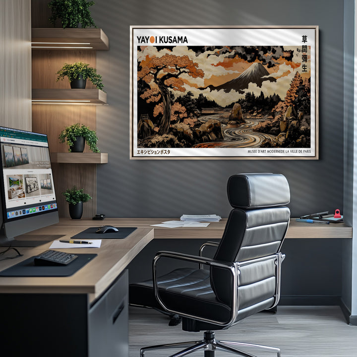 Modern Japanese Wall Art Print Yayoi Kusama Canvas Wall Art Abstract Mount Fuji Canvas Print Japanese Landscape Art Printing