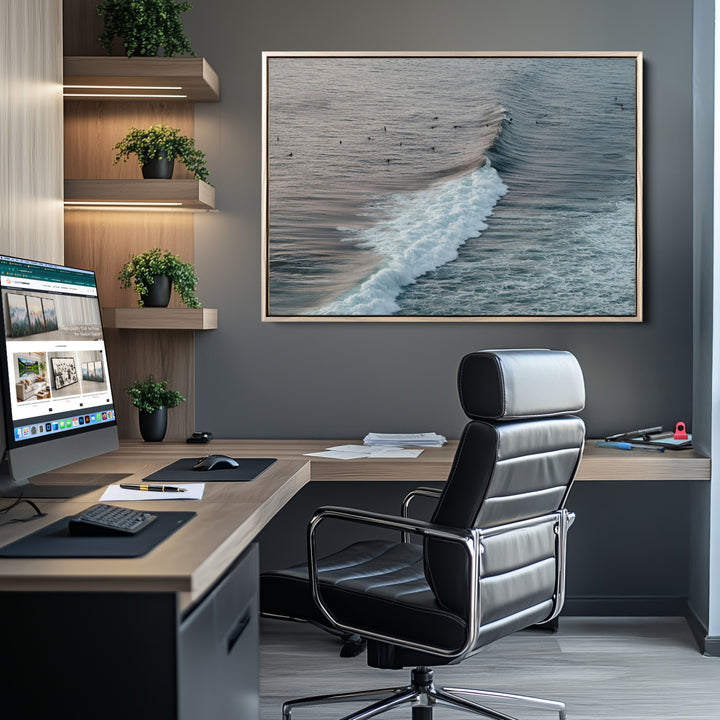 Ocean Waves Wall Art Canvas Print, Framed Coastal Serenity Art Picture Print, Surf Perfect Coastal Decor Artwork