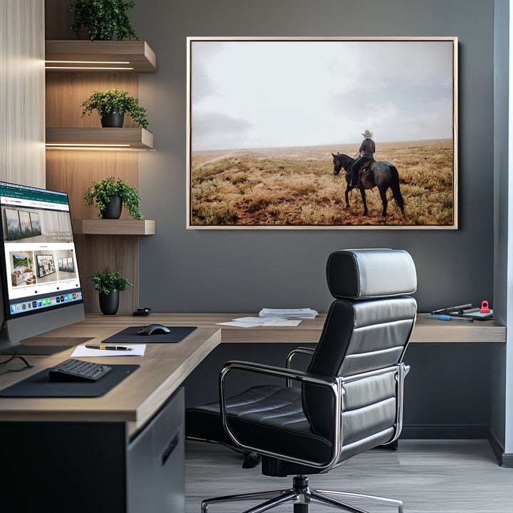 Cowboy Wall Art Wall Art Canvas Print, Framed Western Canvas Art Picture Print, Rustic Ranch Scene Perfect Rustic Western Decor Artwork