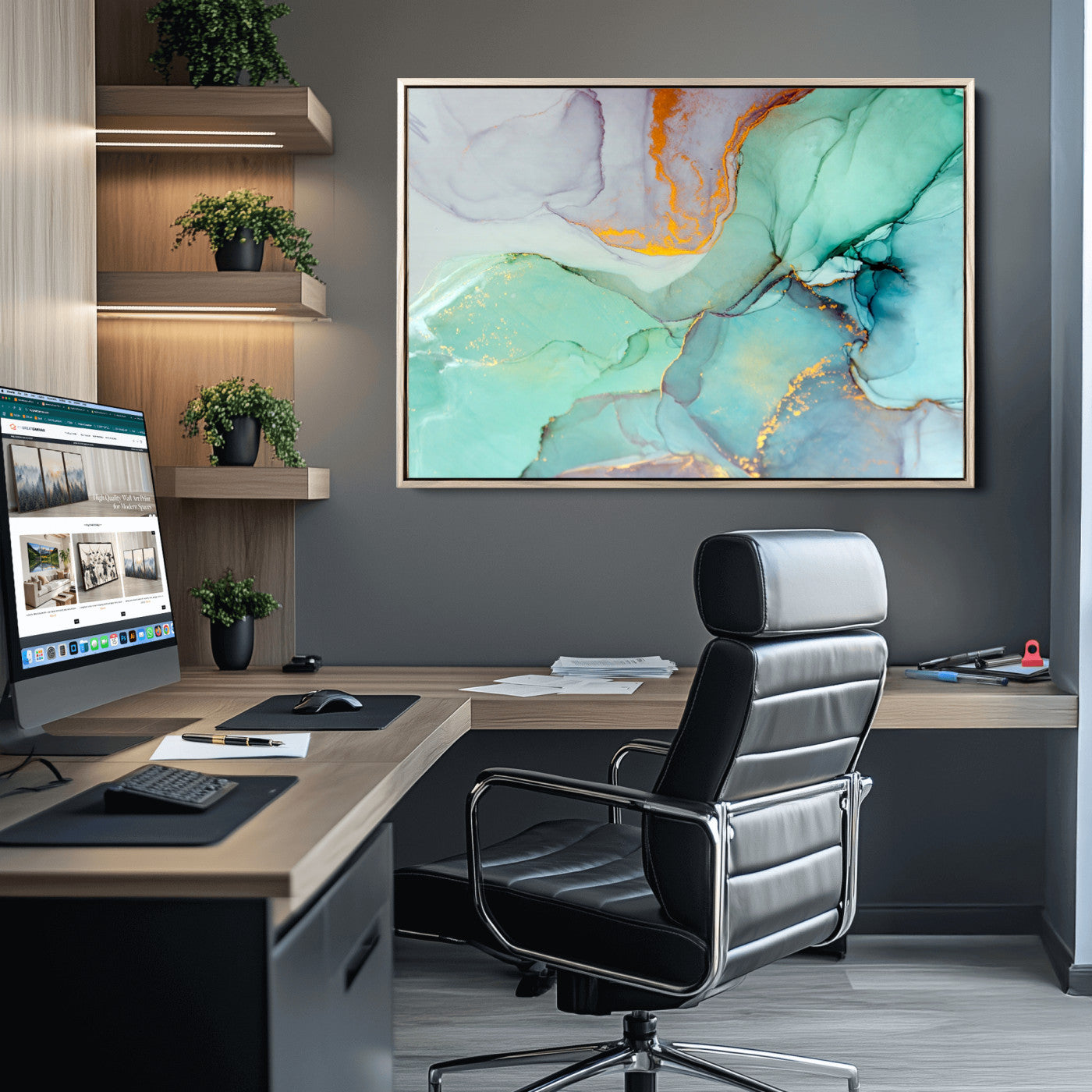 36934-MGV-CV-36X24-Colorful Marble Fluid Effect Canvas Wall Art Print