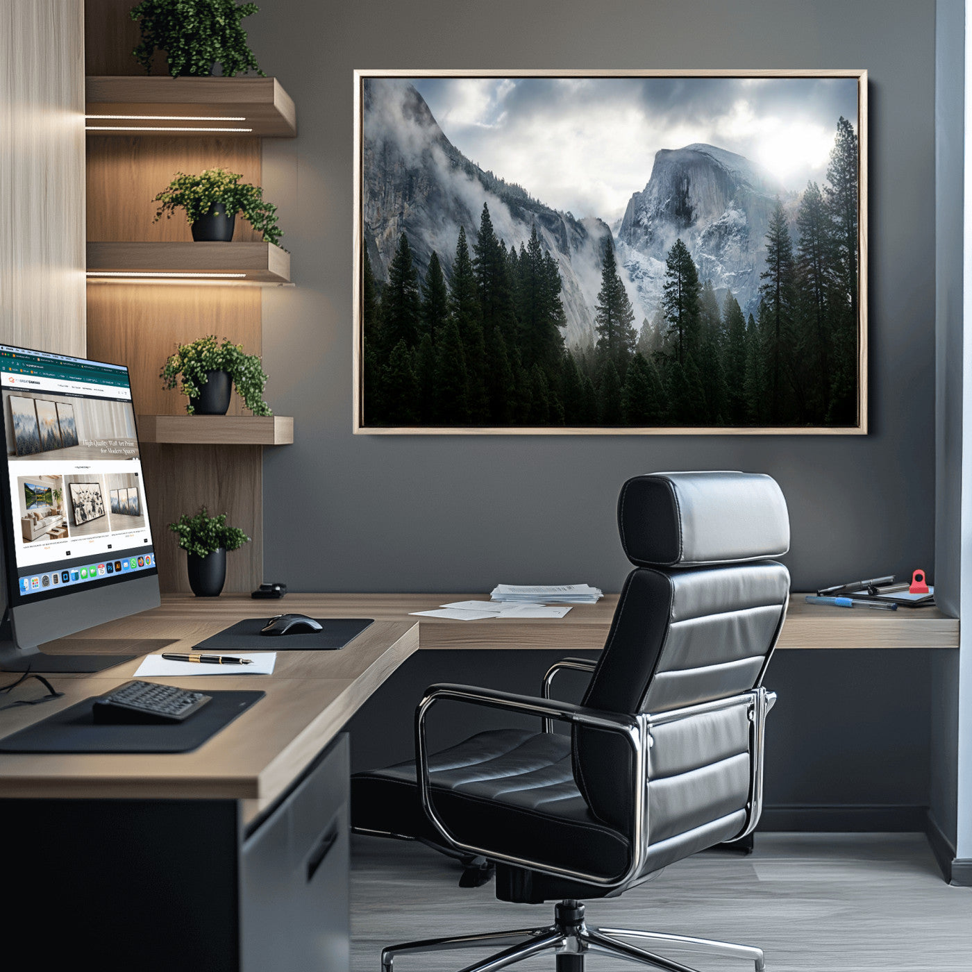 98725-MGV-CV-36X24-Wall Art Foggy Forest Landscape Canvas Print