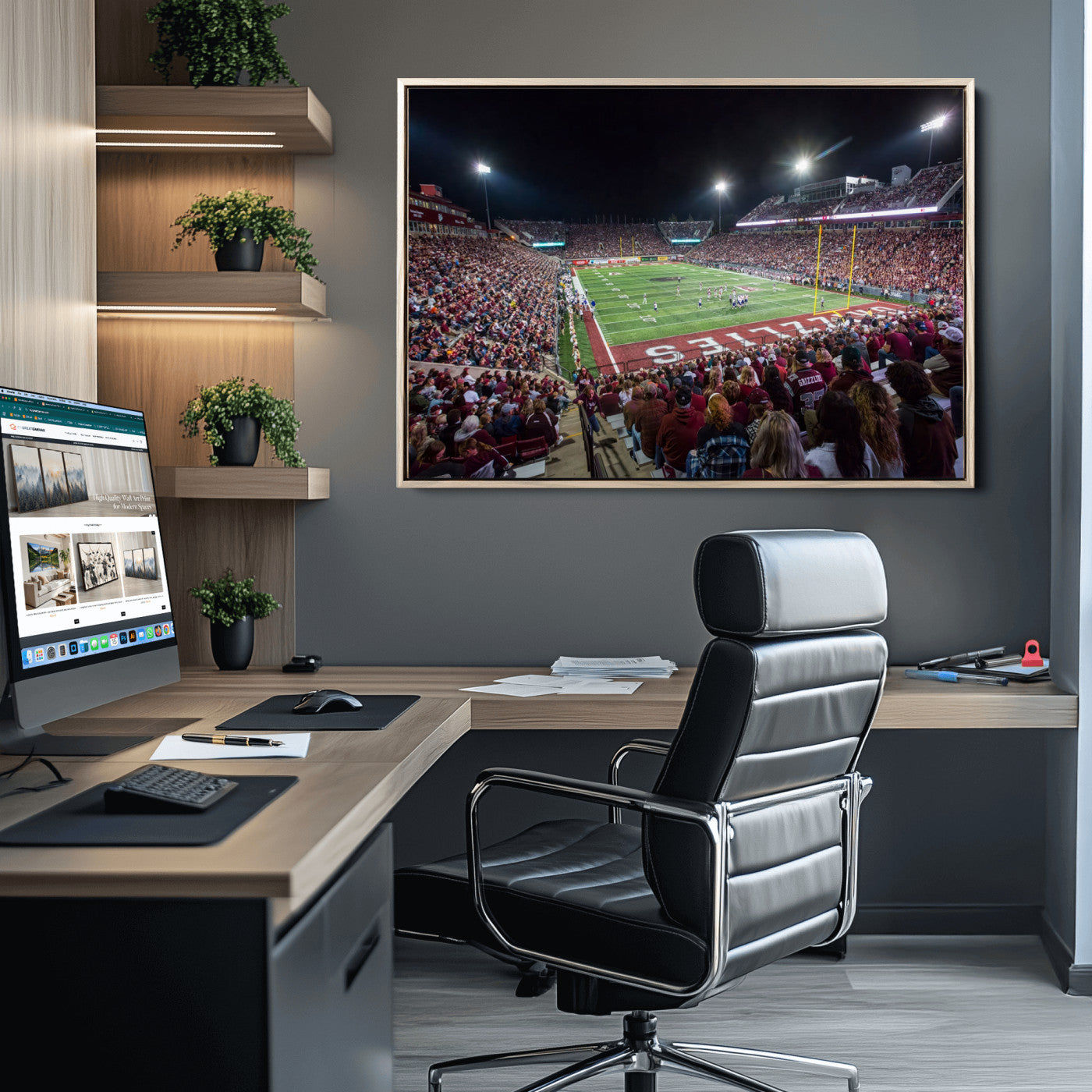 56191-MGV-CV-36X24-American Football Wall Art Canvas Print, Stadium Sport Wall Art Print