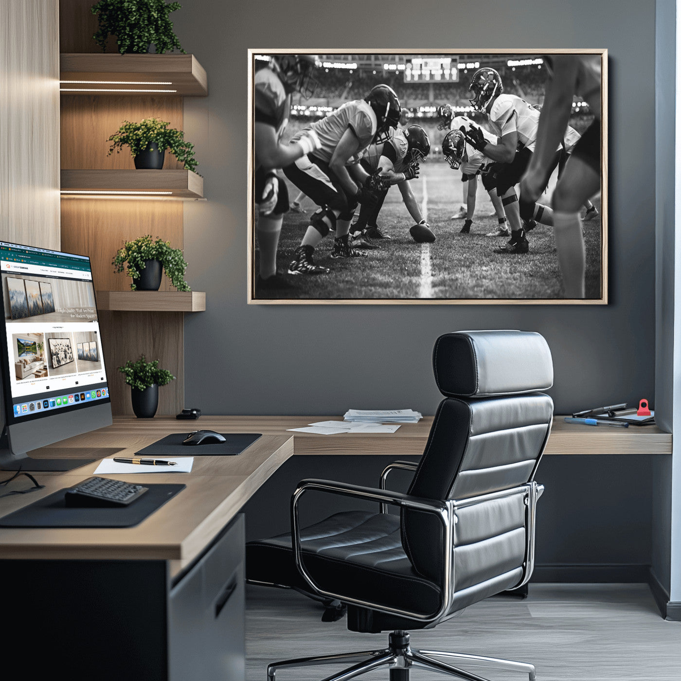 13273-MGV-CV-36X24-American Football Wall Art Canvas Print, Stadium Sport Wall Art Print