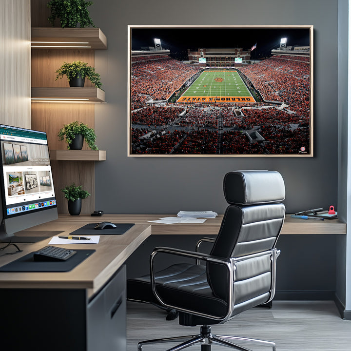 Oklahoma State Cowboys Football Team Print - Stillwater Boone Pickens Stadium Wall Art Canvas Print
