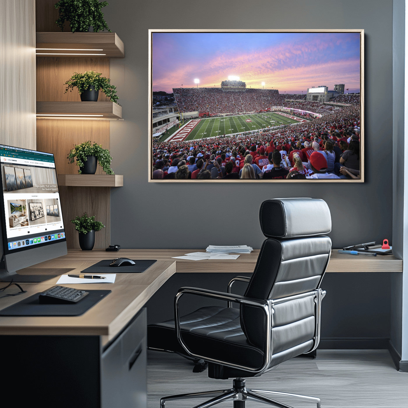13046-MGV-CV-36X24-Indiana University Hoosiers Football Team Print - Bloomington Memorial Stadium Wall Art Canvas Print