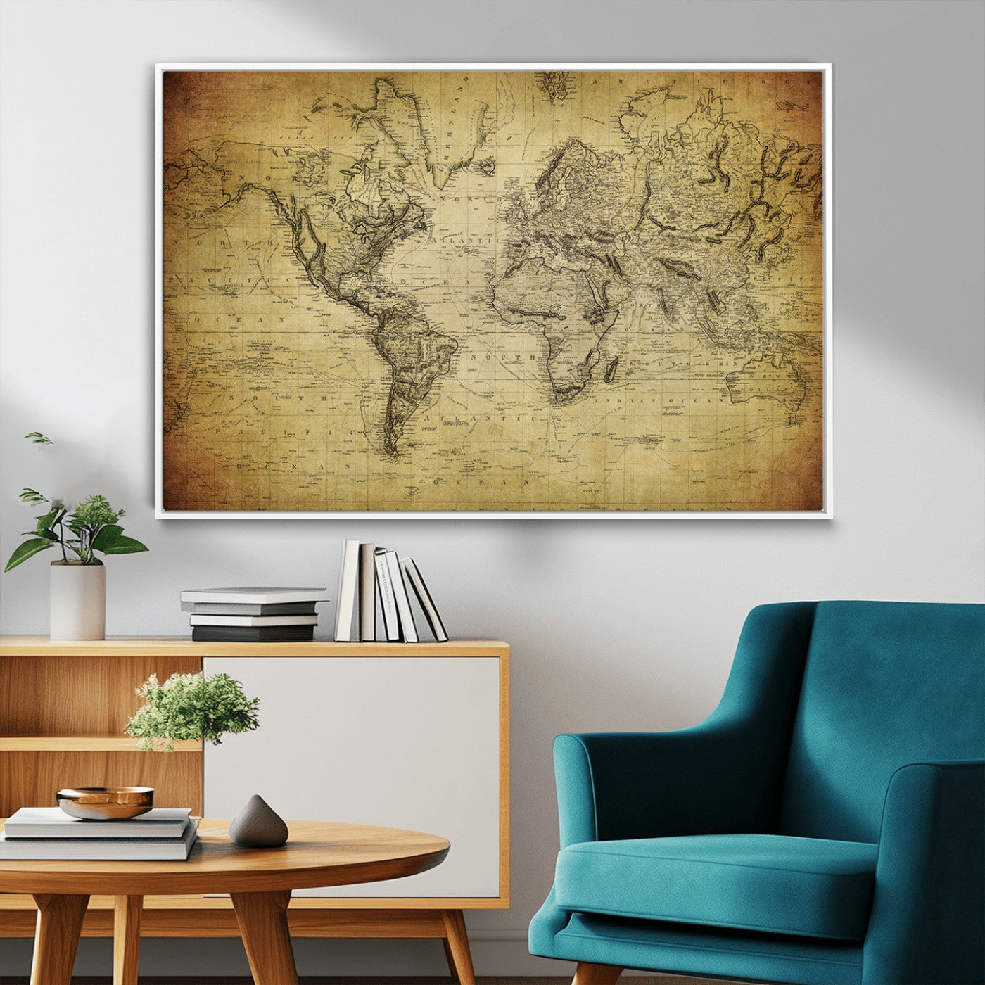 MGV-FC-36X24 - Push Pin World Map Canvas Print – Framed Wall Art for Couples to Track Their Travels – Anniversary