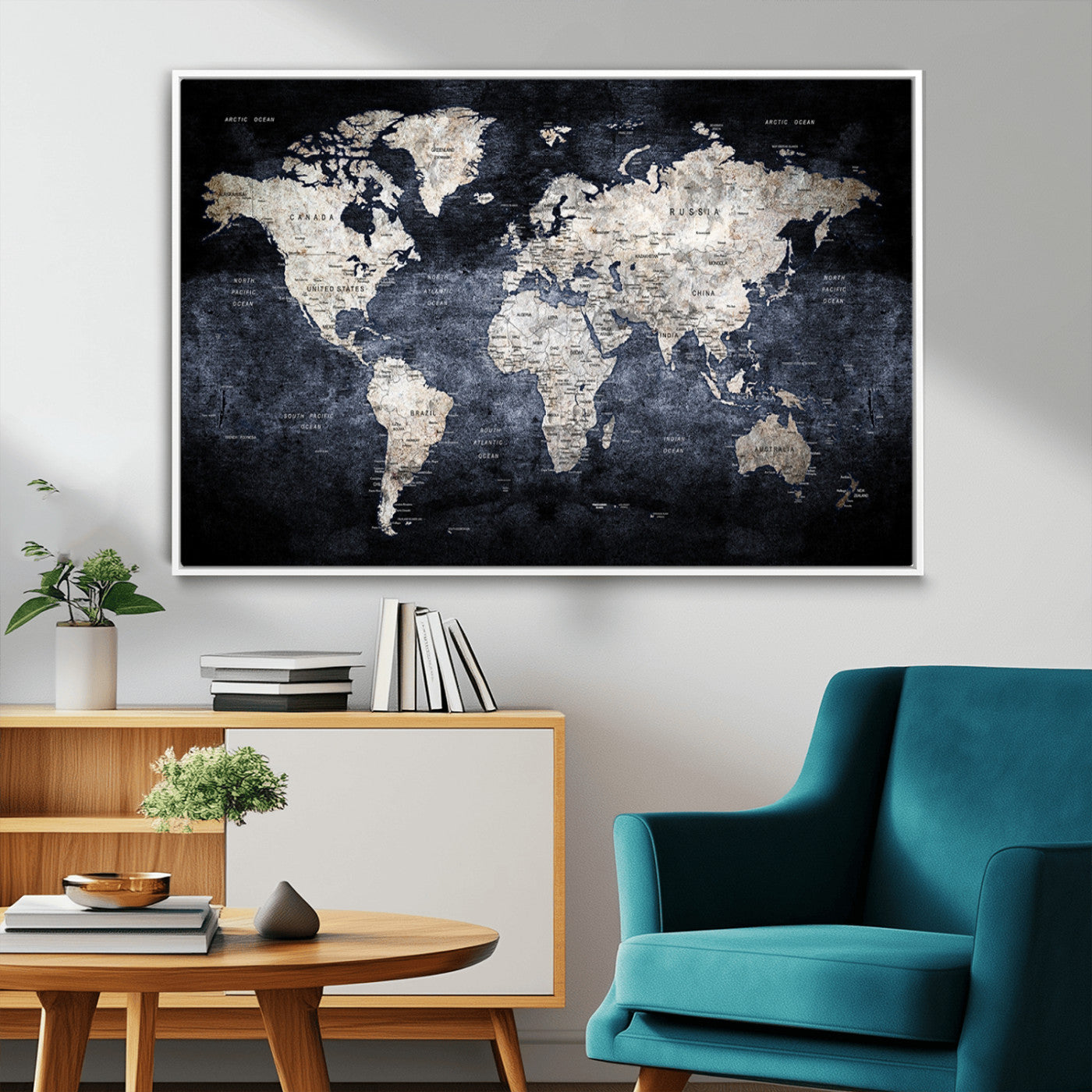 MGV-FC-36X24 - World Map Wall Art Canvas Print for Home and Office Decor