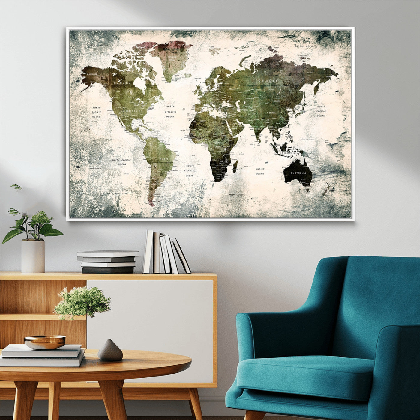 MGV-FC-36X24 - Push Pin World Map Canvas Print – Framed Wall Art for Couples to Track Their Travels – Anniversary
