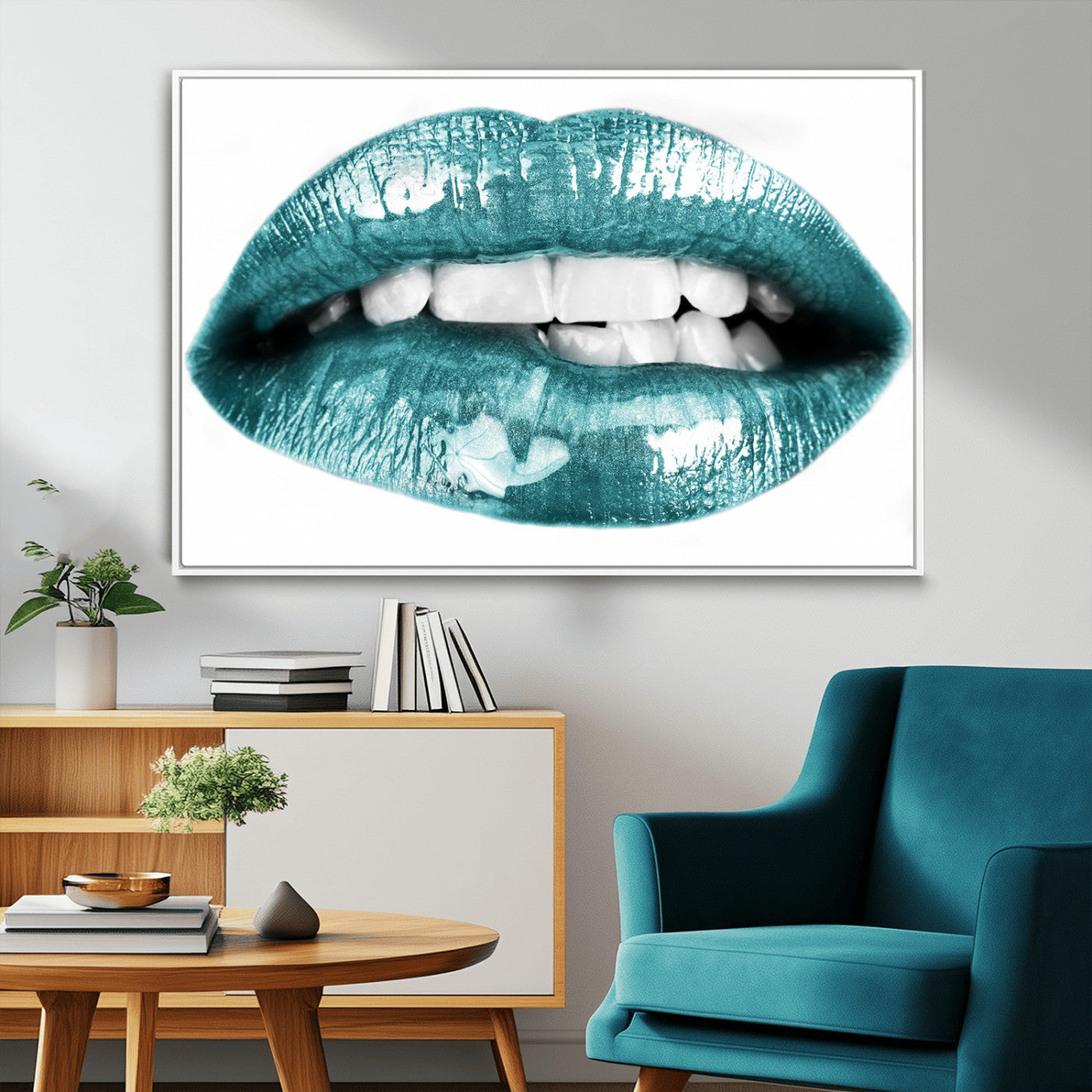 MGV-FC-36X24 - Blue Lips Wall Art Canvas Print