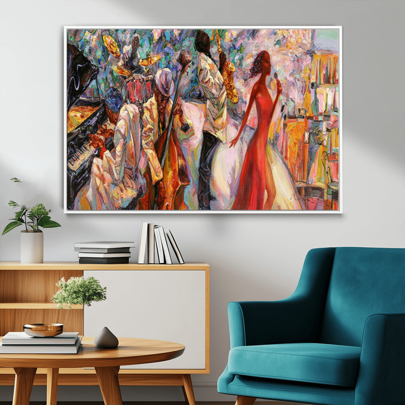 MGV-FC-36X24 - Abstract Afro American Jazz Canvas Wall Art | Music-Inspired Painting for Dining Room, Living Room,