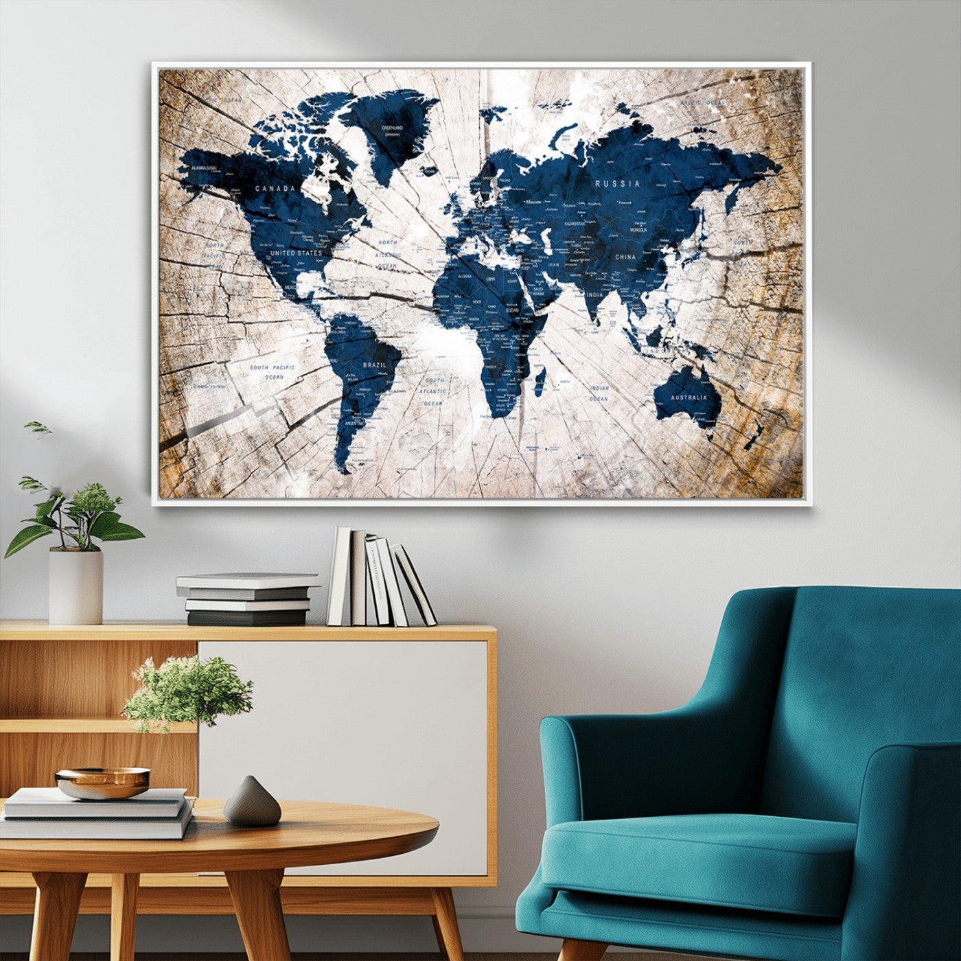 MGV-FC-36X24 - Push Pin World Map Canvas Print – Framed Wall Art for Couples to Track Their Travels – Anniversary