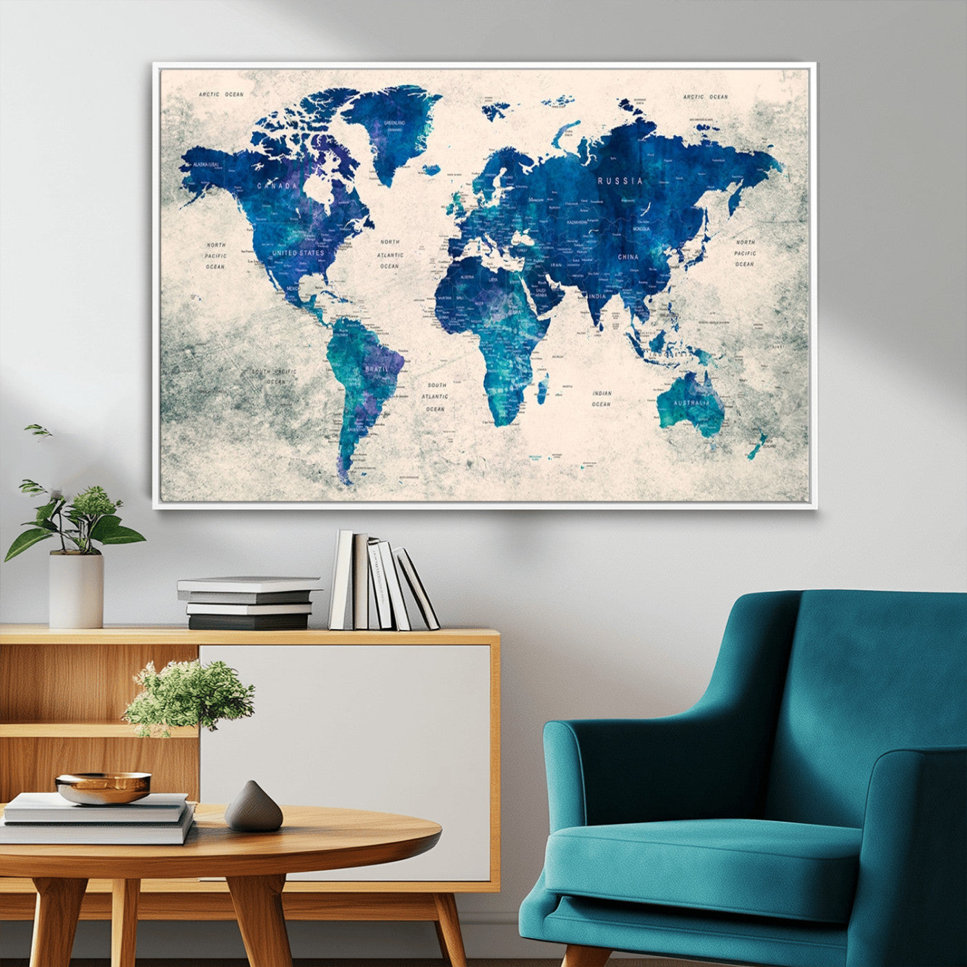 MGV-FC-36X24 - Push Pin World Map Canvas Print – Framed Wall Art for Couples to Track Their Travels – Anniversary
