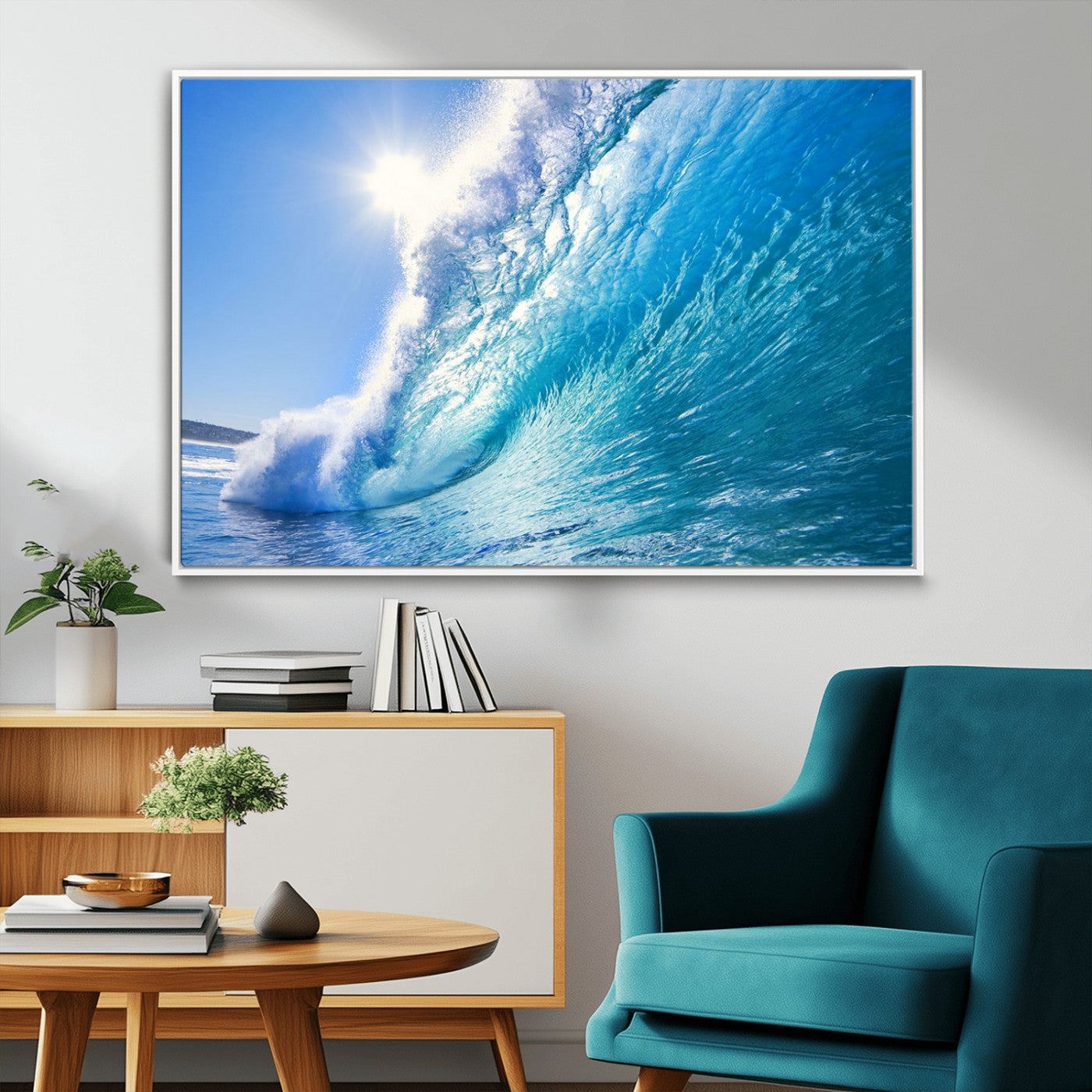 MGV-FC-36X24 - Blue Big Wave Surfing Ocean Canvas Wall Art Artwork Print , Surf Wall Art, Sea Wall Art