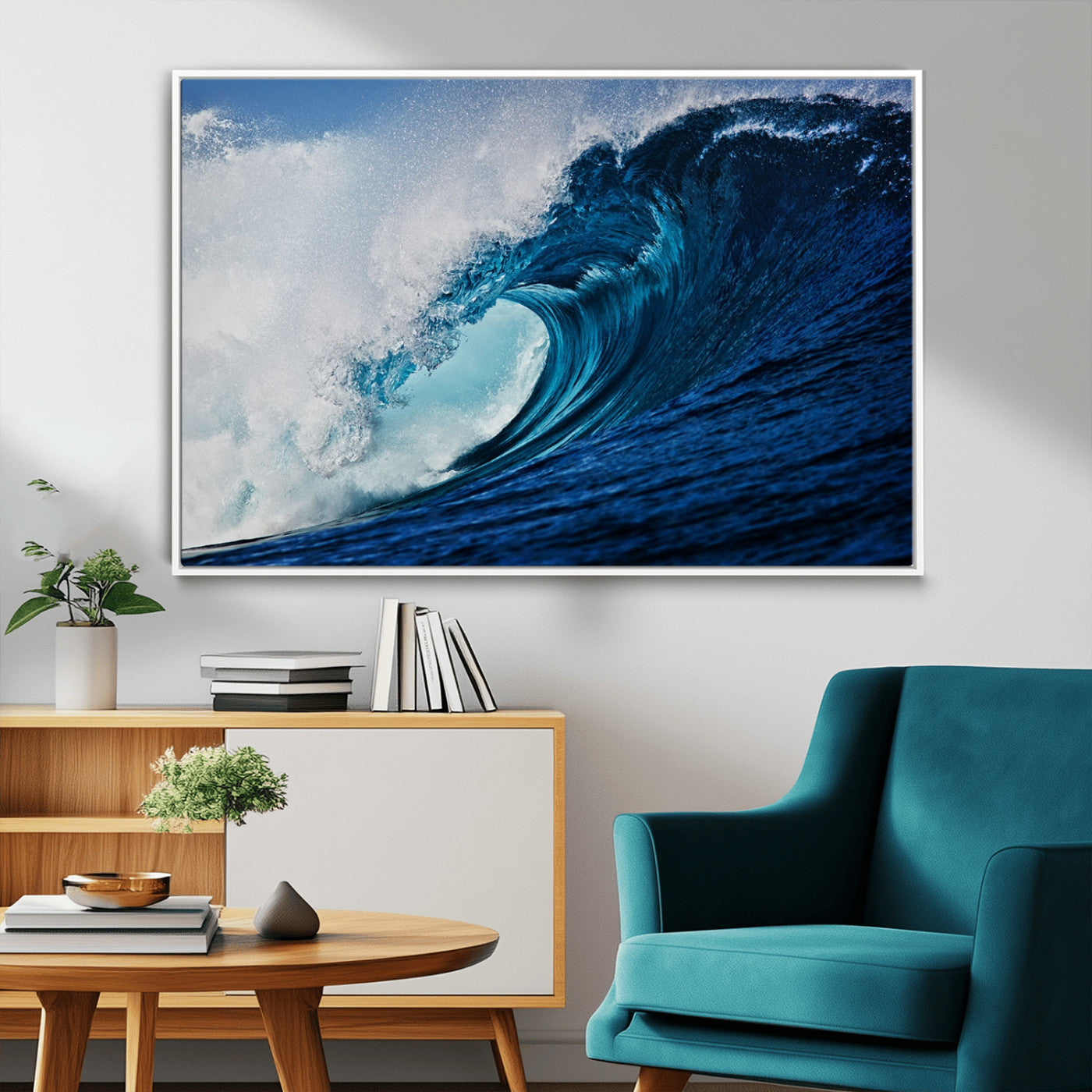 MGV-FC-36X24 - Ocean Wave at Sunset Canvas Art, Large Wall Print of Vibrant Water Waves, Coastal Art for Living Room and Dining Room Decor