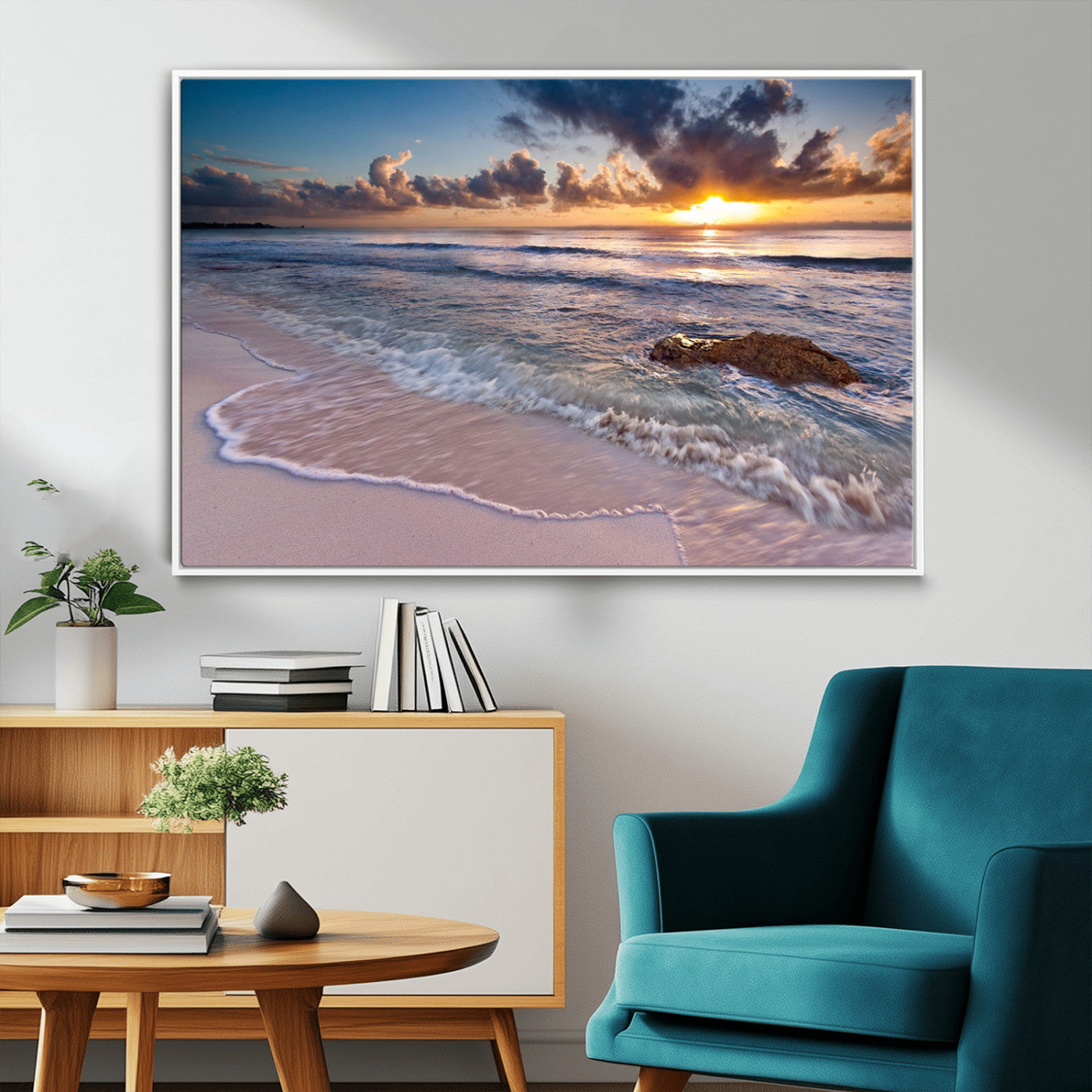 MGV-FC-36X24 - Sea Ocean Sunset Beach Wall Art Canvas Print
