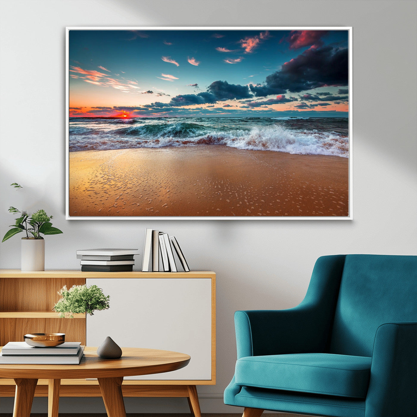 MGV-FC-36X24 - Sunset on Beach Wall Art Ocean Beach Canvas Print