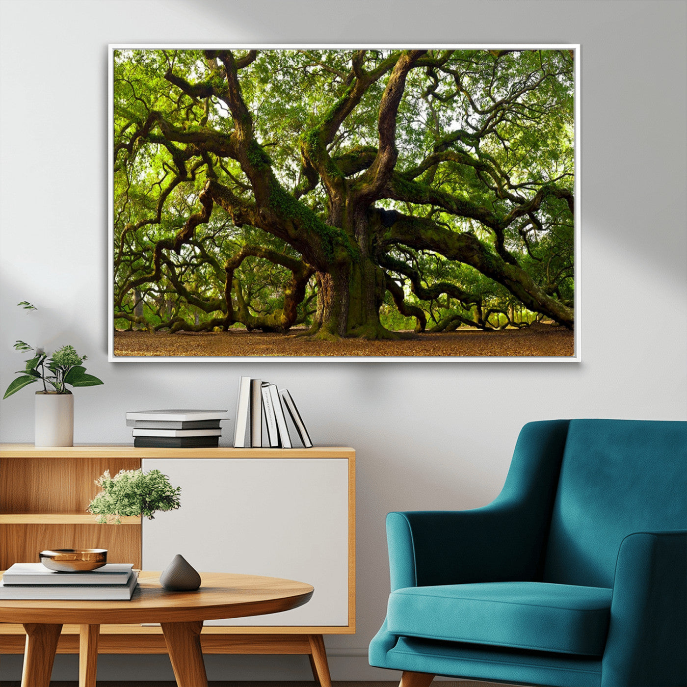 MGV-FC-36X24 - Angel Oak Tree Wall Art Canvas Print | Forest Tree Nature Photography Print on Canvas | Large Triptych Art for Living Room or Office Decor