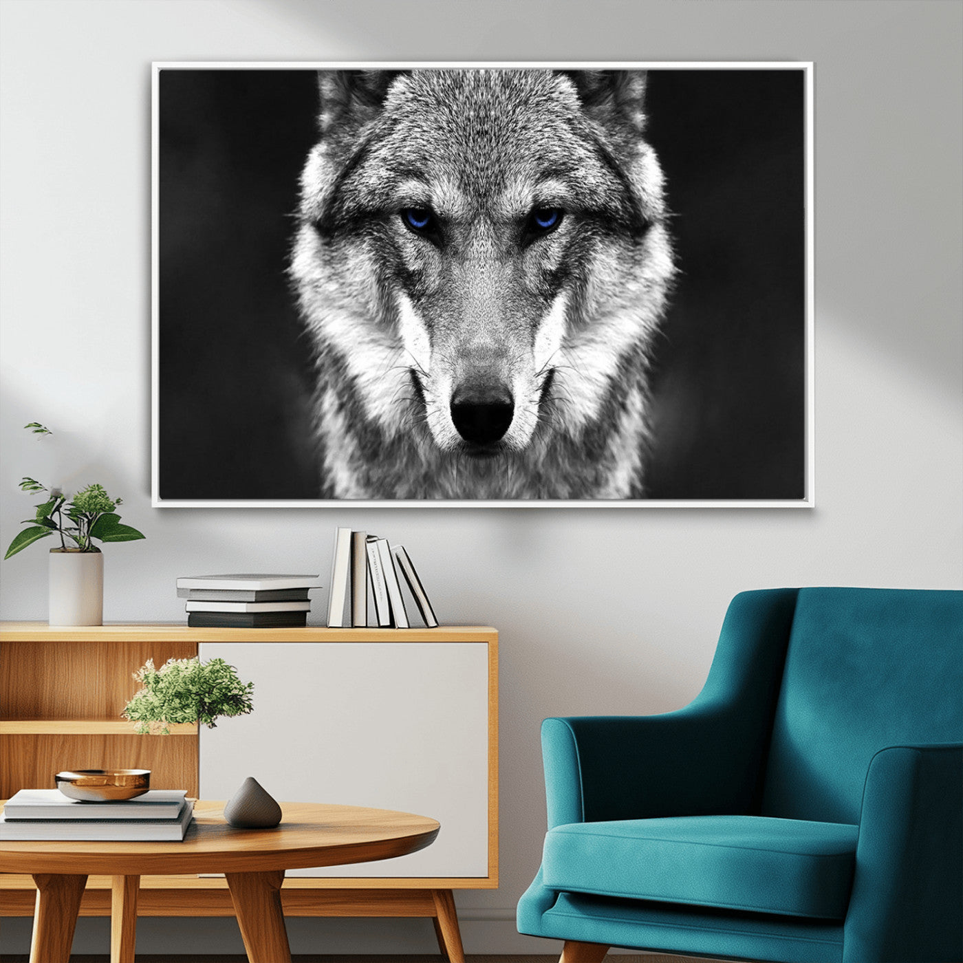 MGV-FC-36X24 - Black and White Wild Wolf Wall Art Canvas Print