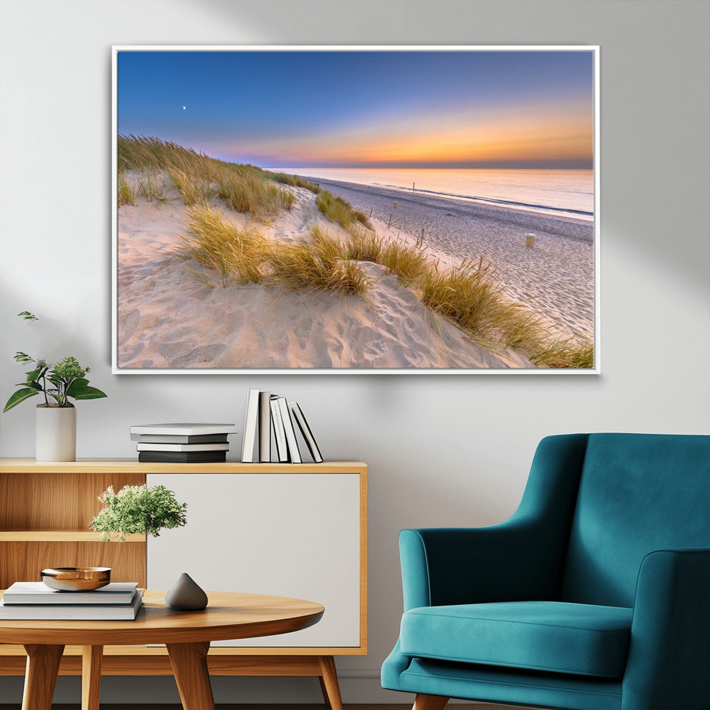 79397-MGV-FC-36X24_White-Sunrise On The Beach Wall Art Canvas Print