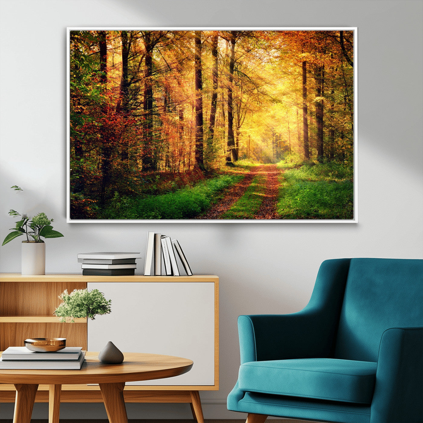 MGV-FC-36X24 - Forest Fall Wall Art Print - Sunlight Through Trees Wall Art Canvas Print
