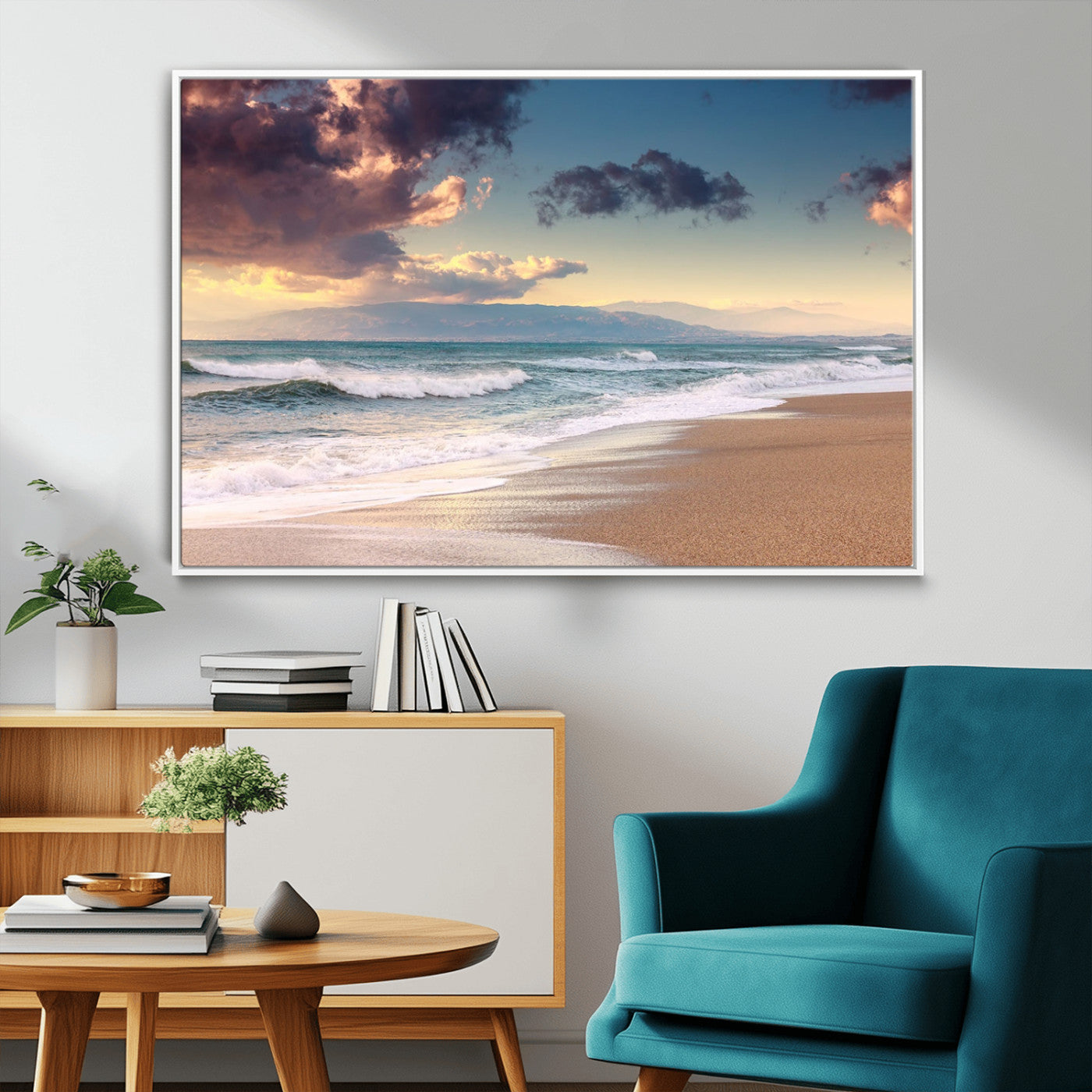 MGV-FC-36X24 - Cloudy Weather Beach Sunset Canvas Print | Sunrise Wall Art Canvas Print