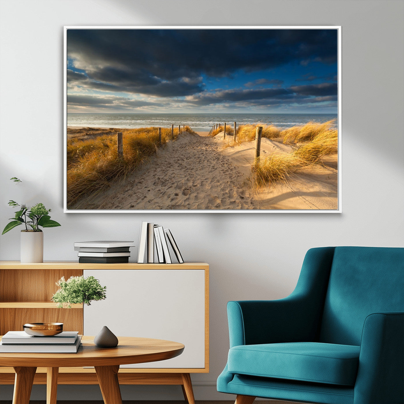 MGV-FC-36X24 - Ocean Beach Dark Clouds Wall Art Canvas Print