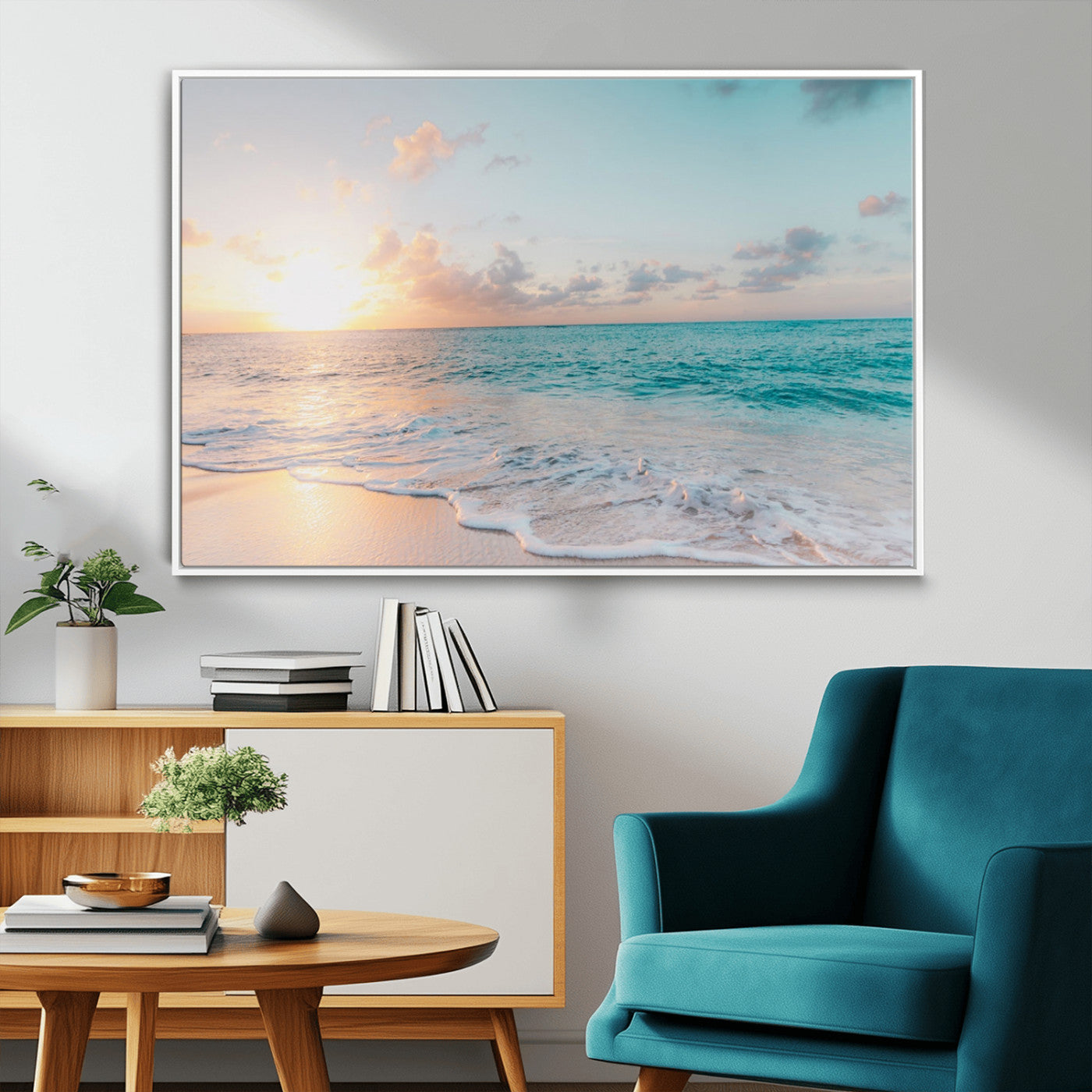 MGV-FC-36X24 - Tranquil Ocean Beach Sunset Canvas Wall Art | 3-Panel Coastal Decor