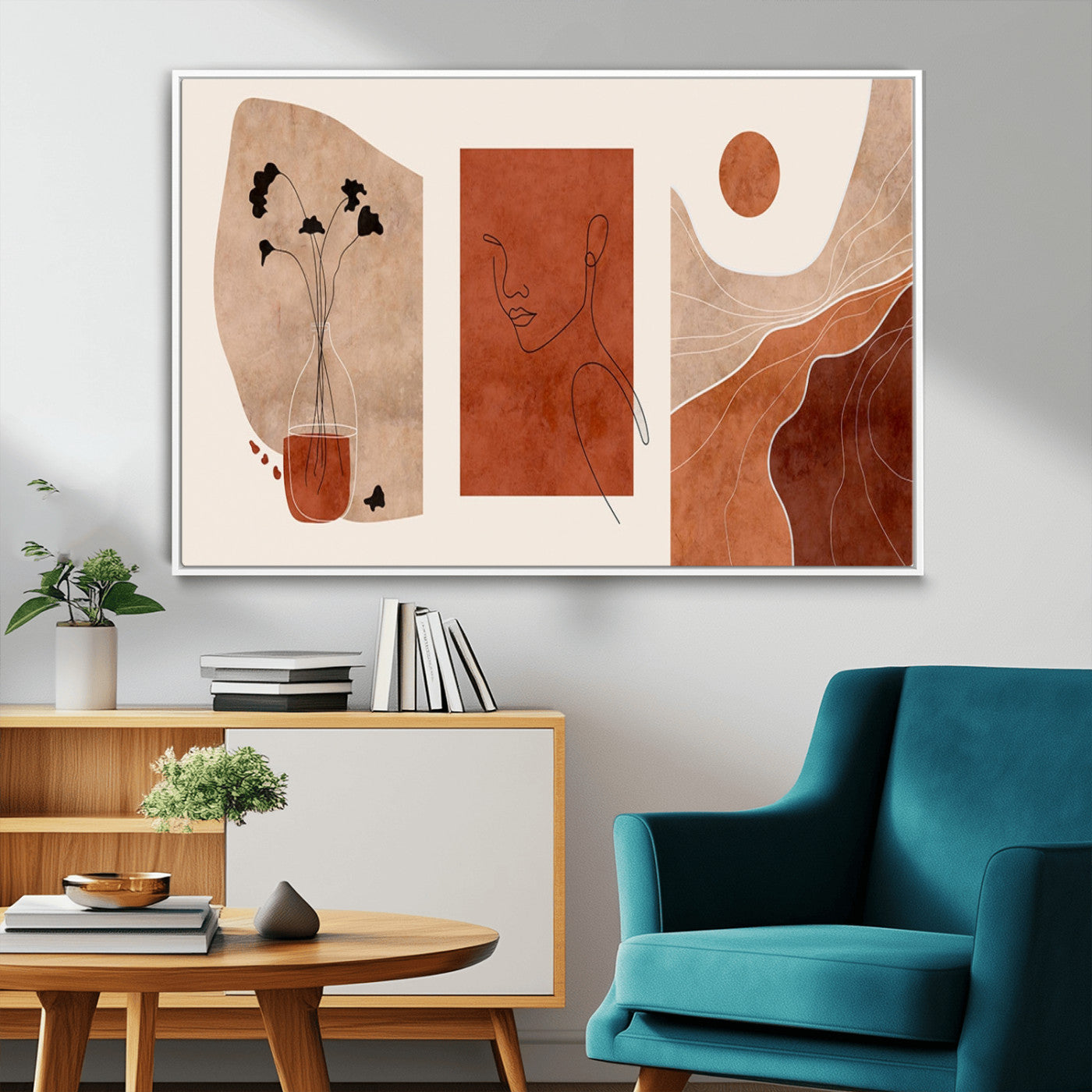 MGV-FC-36X24 - Boho Sunset Mountain Canvas Print, Modern Boho Sunset Mountain Landscape Triptych – Giclée Canvas