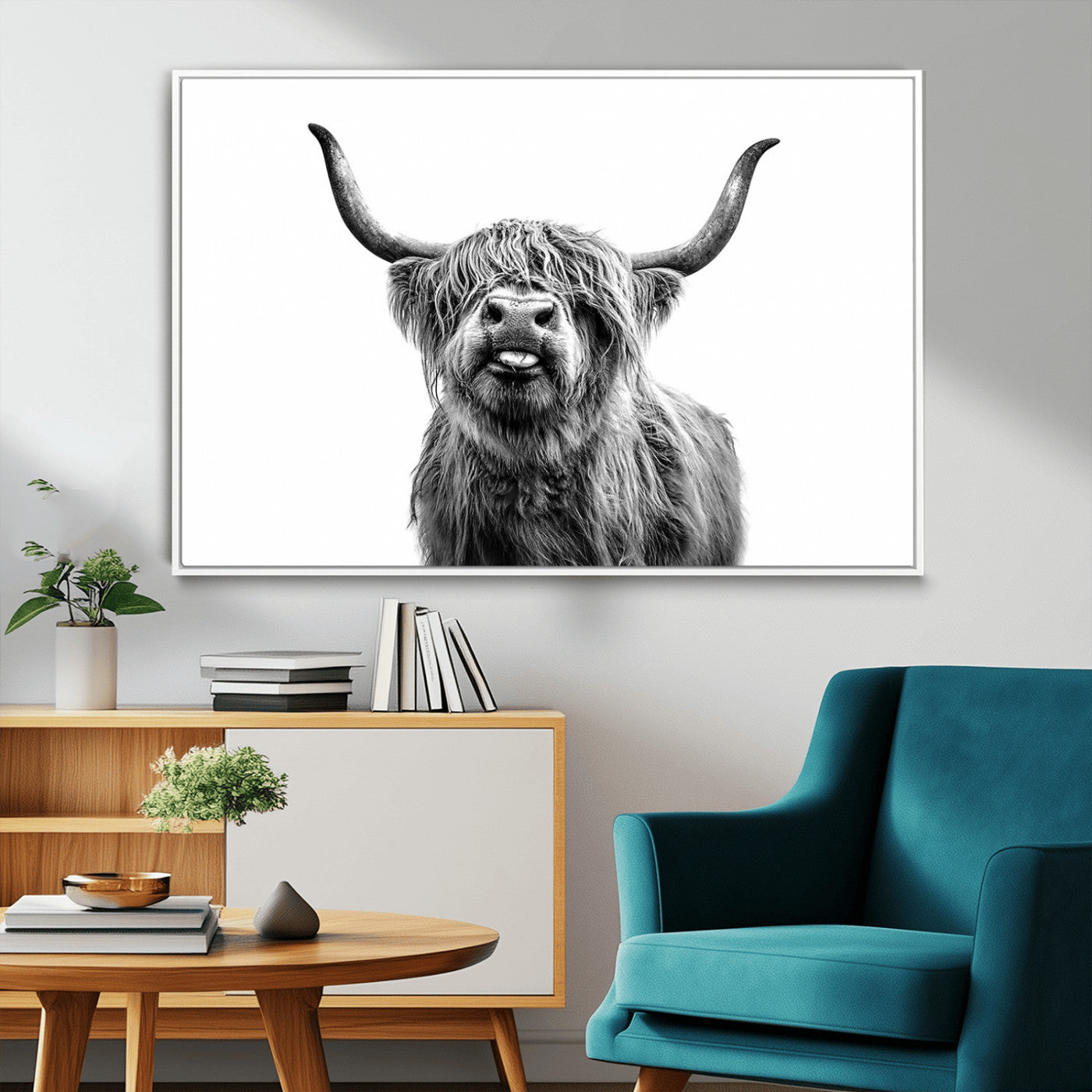 MGV-FC-36X24 - Fanny Scottish Highland Cow Cattle Art Print Farmhouse Wall Art Canvas Print