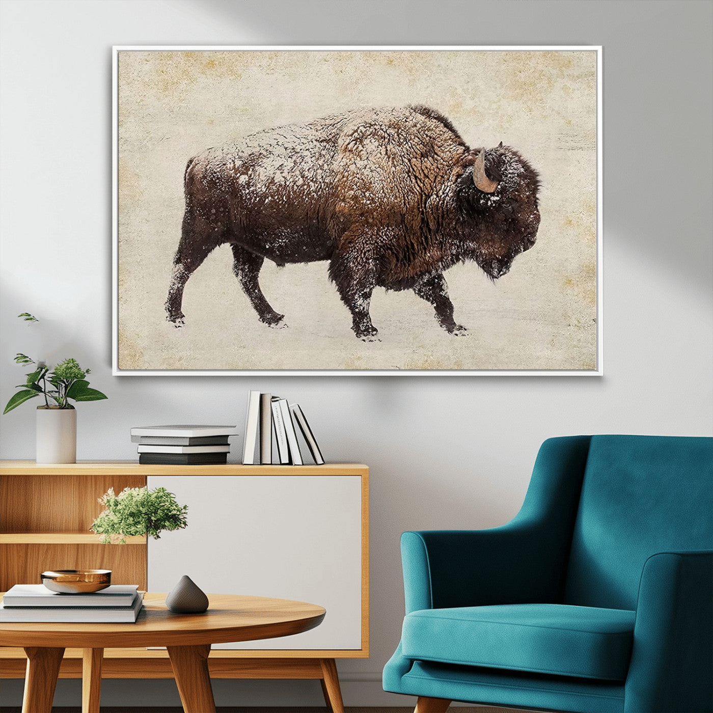 MGV-FC-36X24 - Buffalo Wall Art, Western Bison Canvas Print, Rustic Buffalo Art for Cowboy Western Decor, Large Multi-Panel Giclee Canvas for Farmhouse Wall Decor